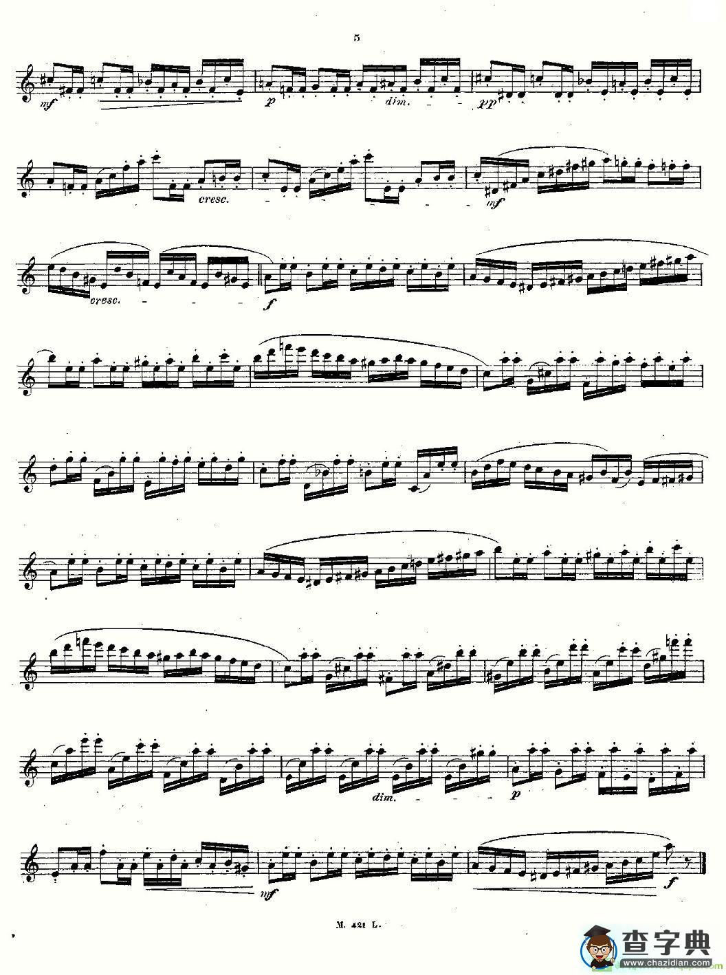 24首长笛练习曲 Op.15 之1—5长笛谱(Andersen作曲)