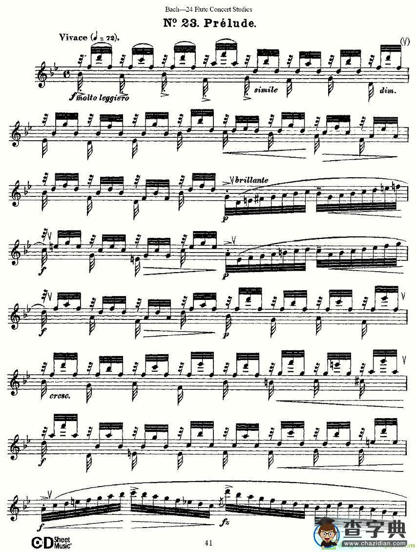 Bach-24 Flutc Concert Studies 之20—24长笛谱(Bach（巴赫）作曲)
