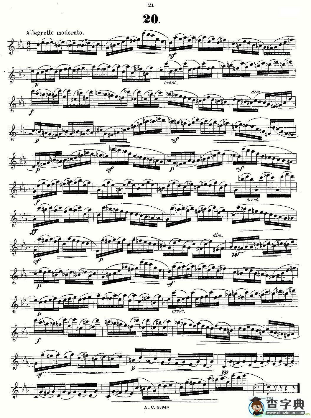 24首长笛练习曲 Op.21 之13—24长笛谱(Andersen作曲)