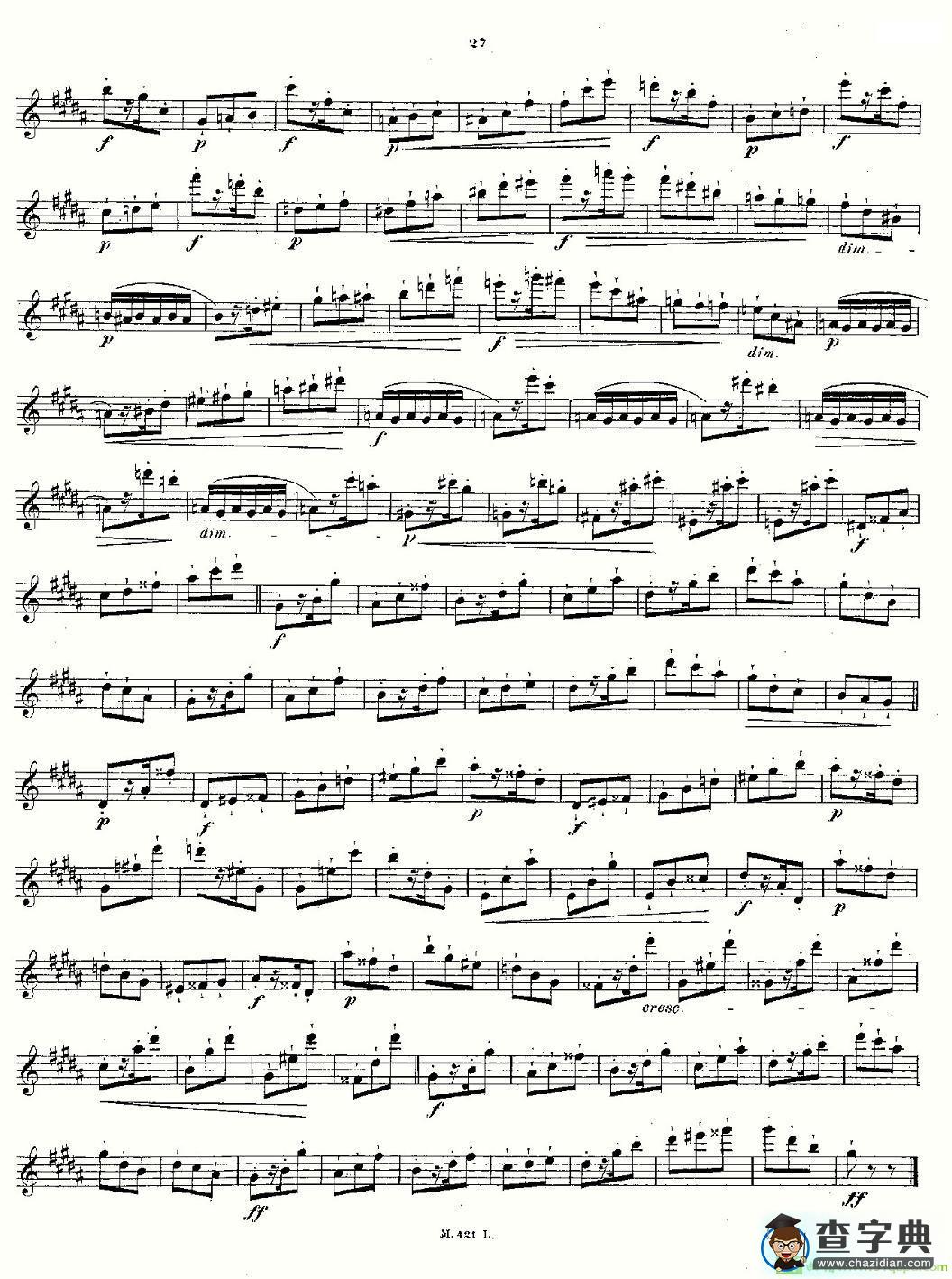 24首长笛练习曲 Op.15 之11—15长笛谱(Andersen作曲)