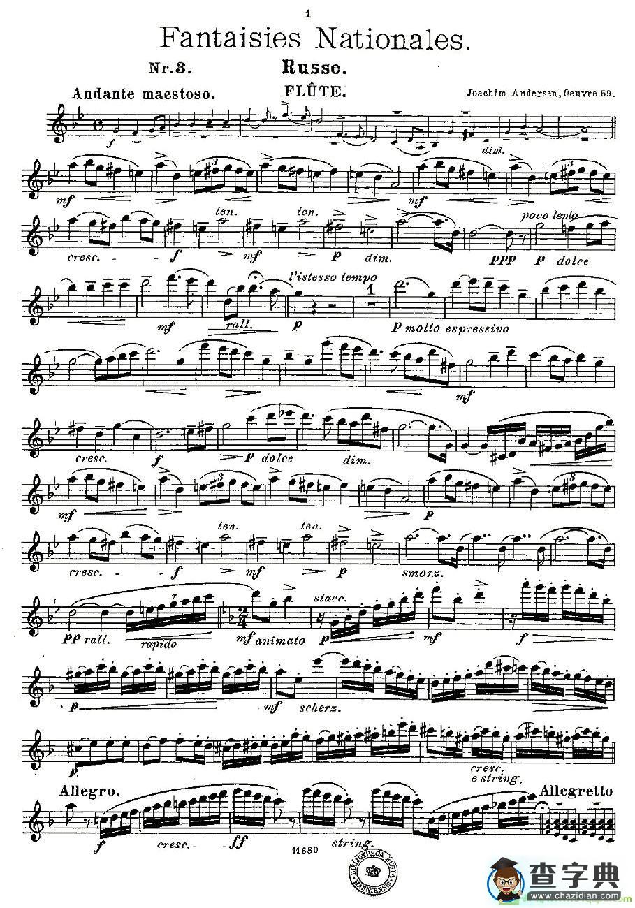 Fantaisies nationales. Op. 59, 3. 长笛谱(Andersen（安德森）作曲)