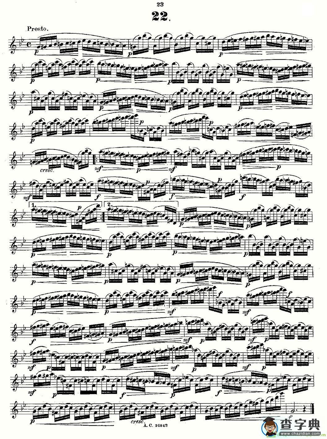 24首长笛练习曲 Op.21 之13—24长笛谱(Andersen作曲)