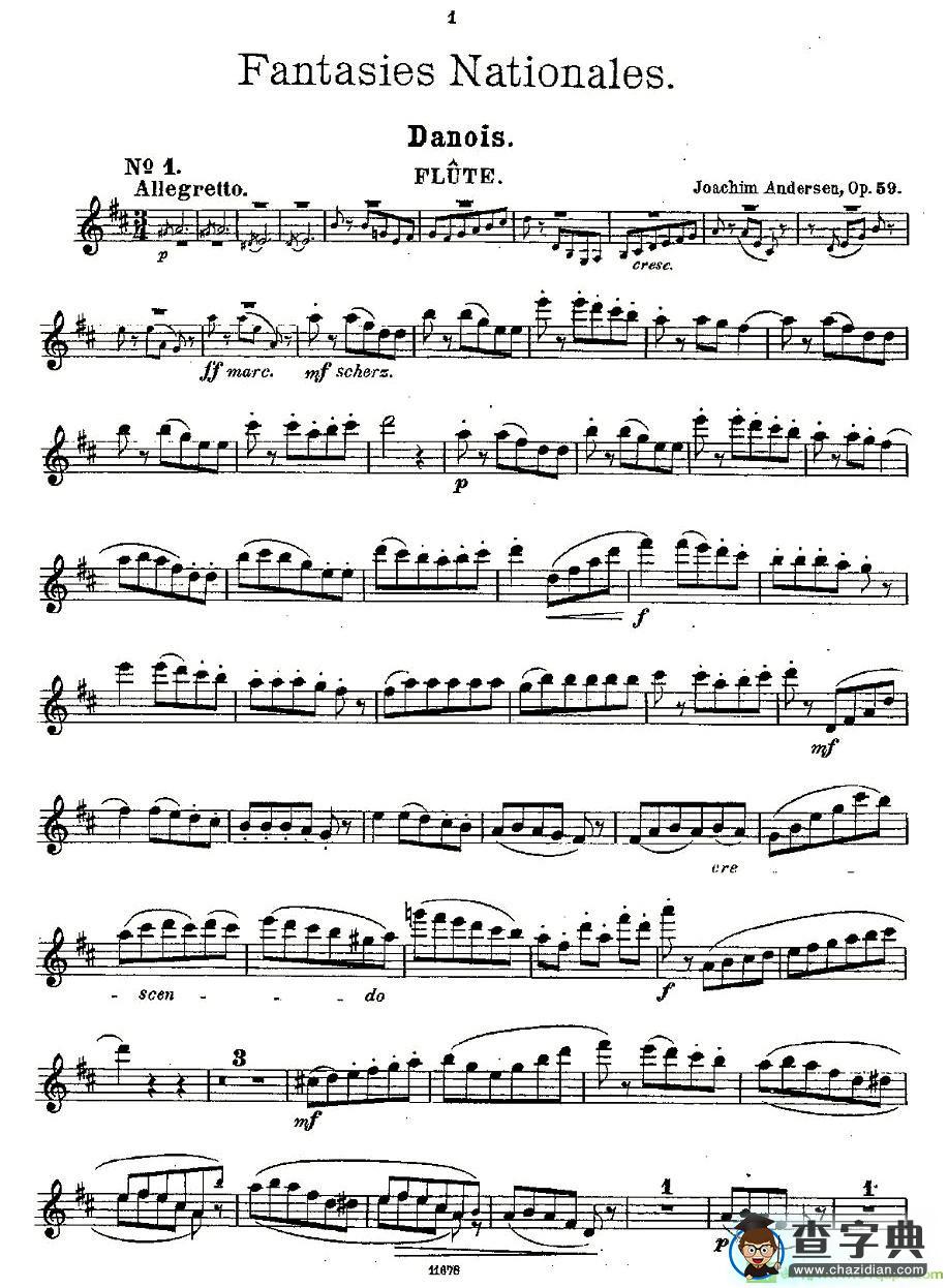 Fantaisies nationales. Op. 59, 1. 长笛谱(Andersen（安德森）作曲)