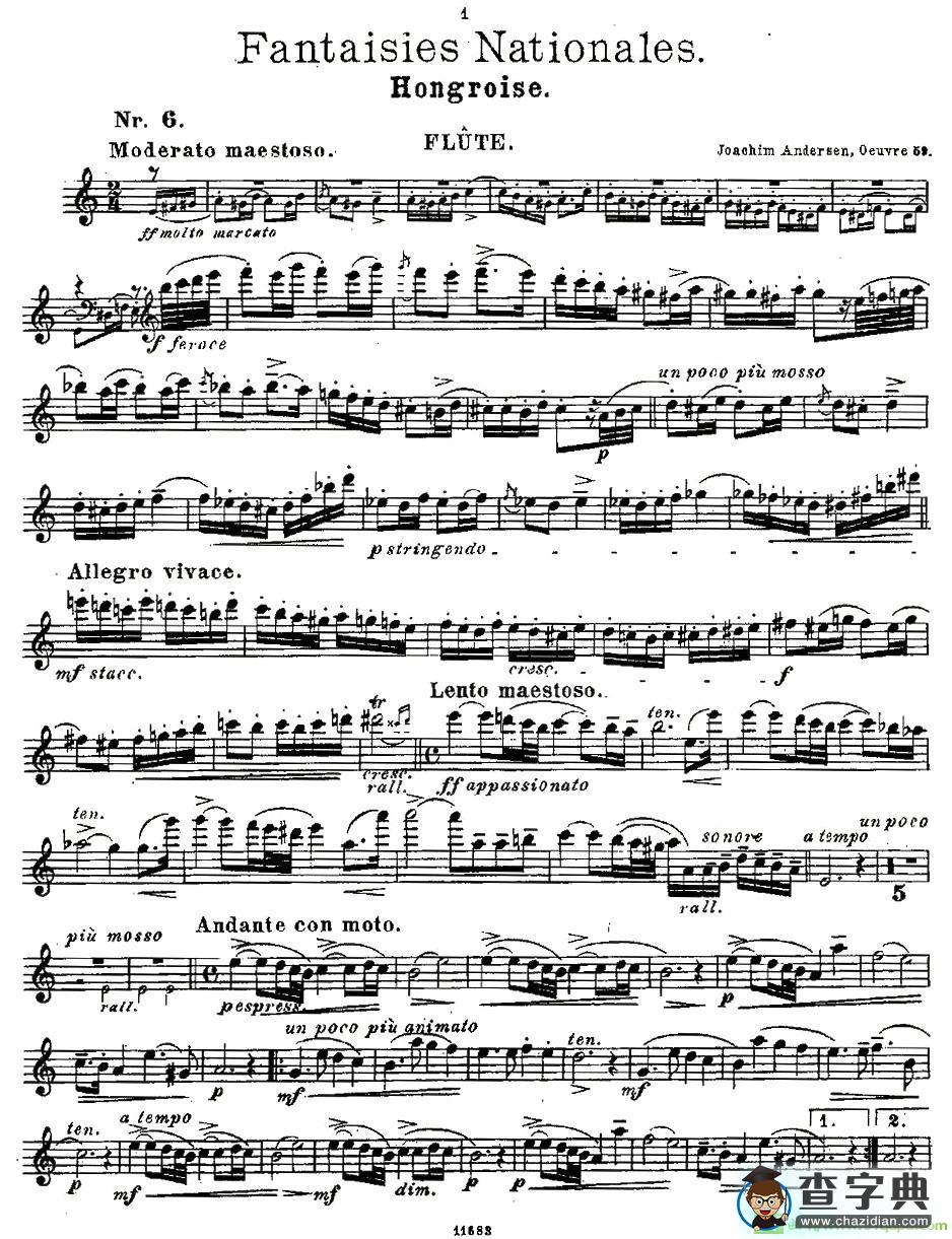 Fantaisies nationales. Op. 59, 6.长笛谱(Andersen（安德森）作曲)