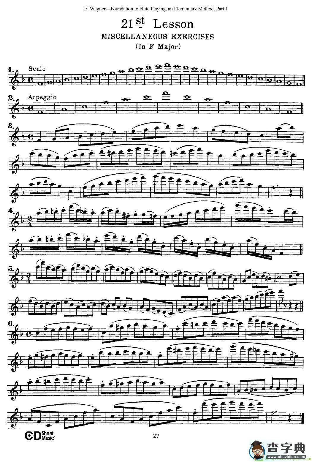 长笛演奏基础教程练习长笛谱(E·Wagner作曲)