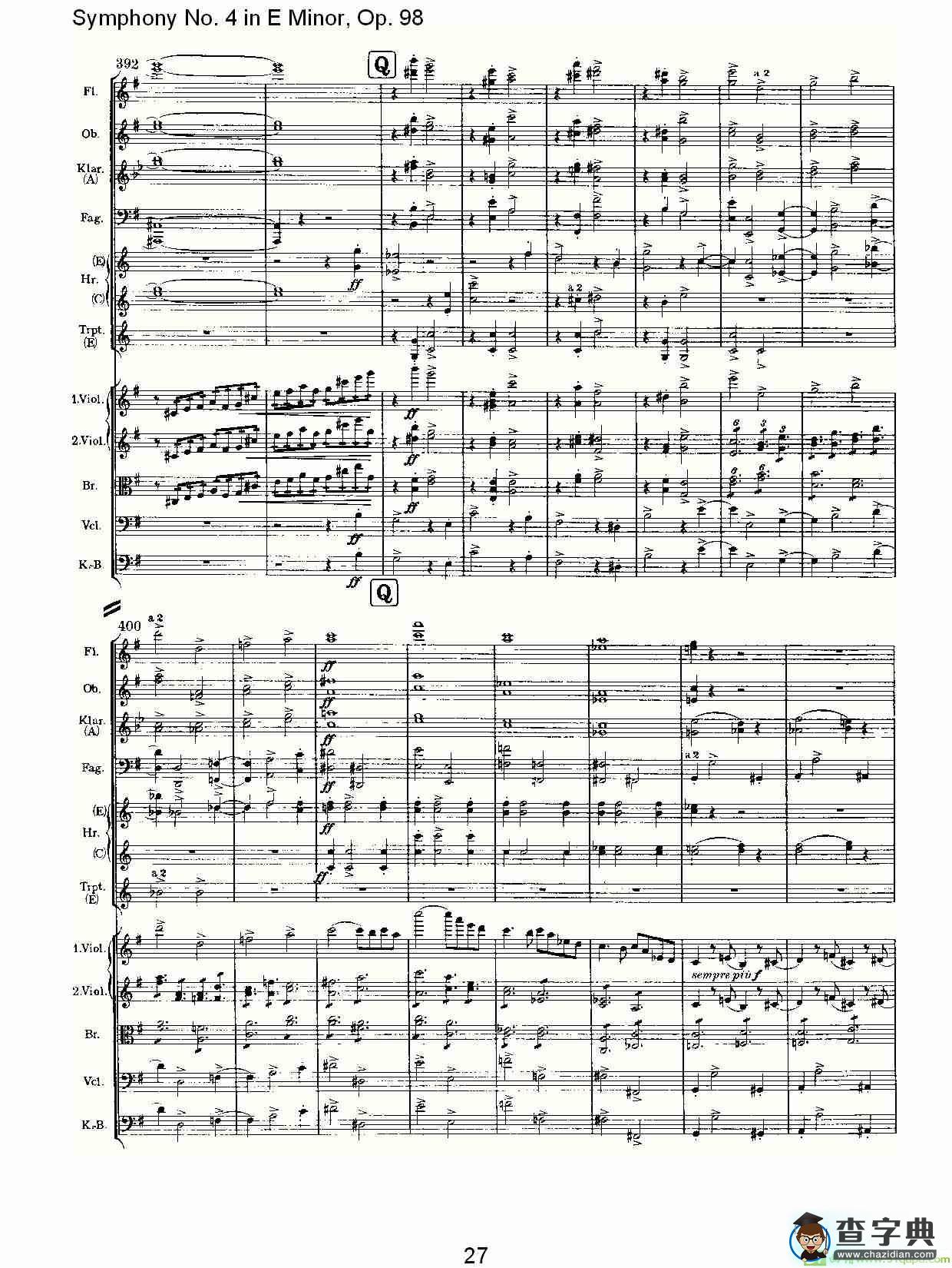 E小调第四交响曲, Op.98 第一乐章简谱(约翰内斯·勃拉姆斯演唱)