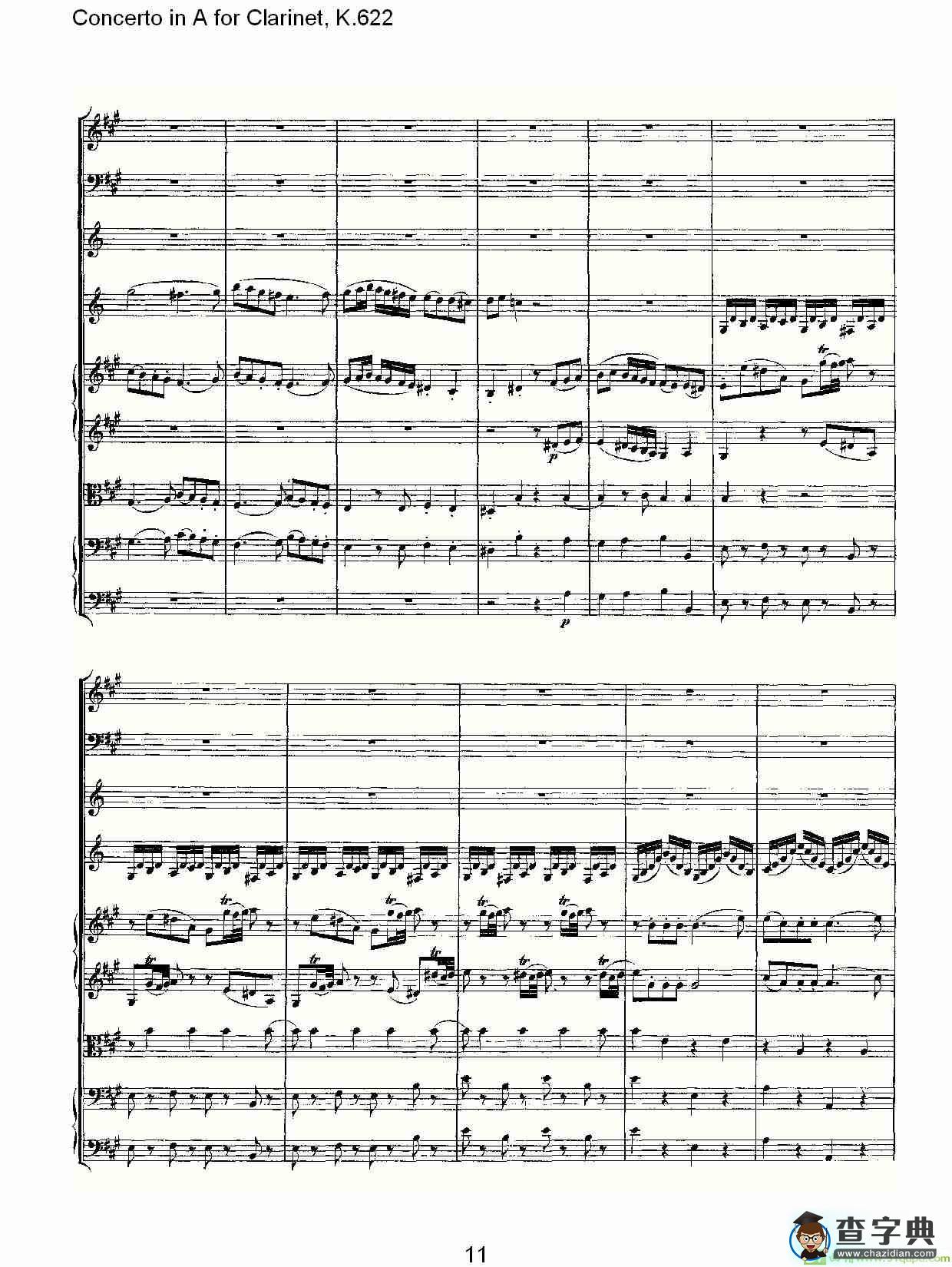 Concerto in A for Clarinet, K.622简谱