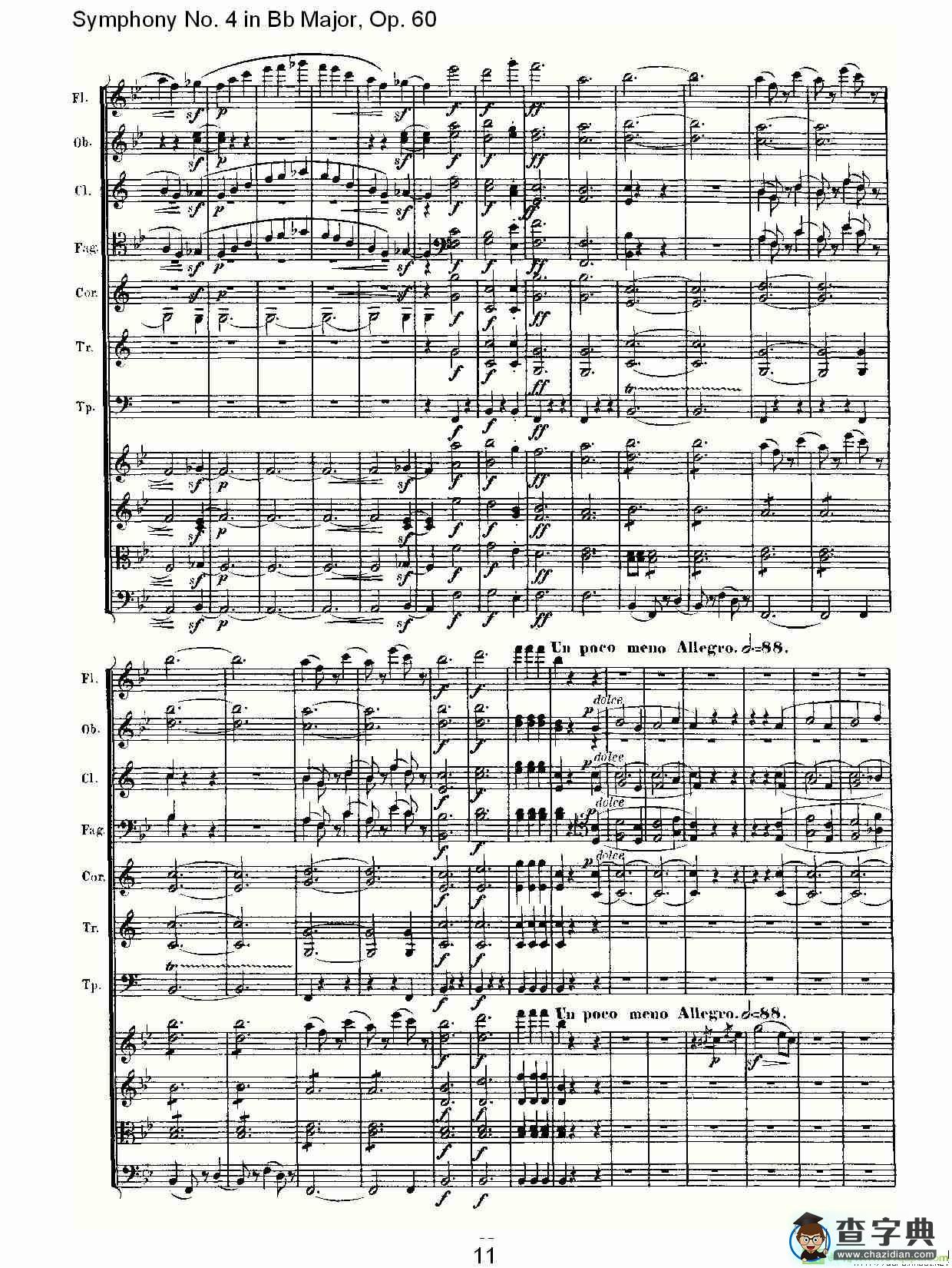 bB大调第四交响曲 Op.60）第三乐章简谱(路德维西·冯·贝多芬演唱)