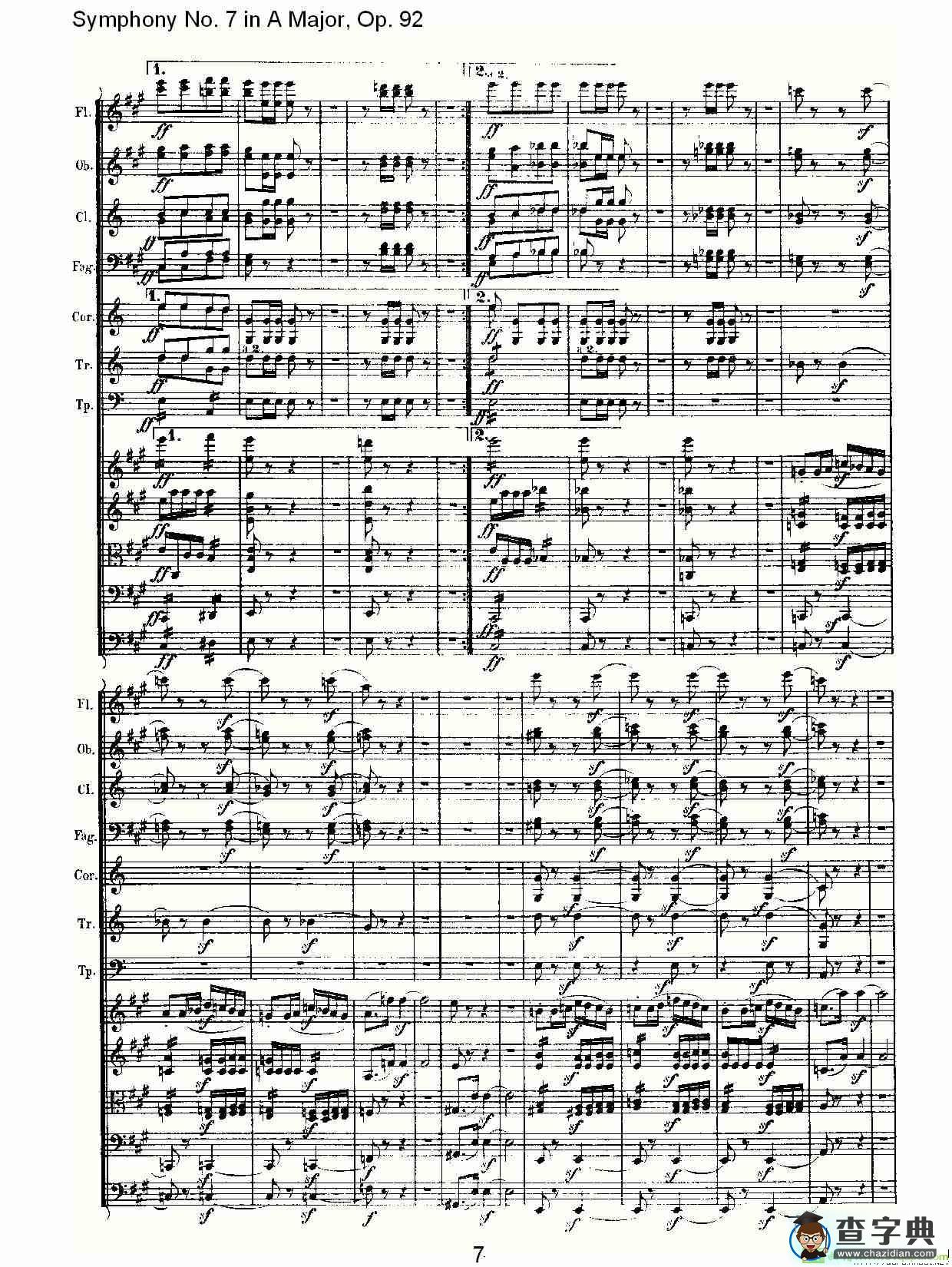 A大调第七交响曲 Op.92第四乐章简谱(路德维西·冯·贝多芬演唱)