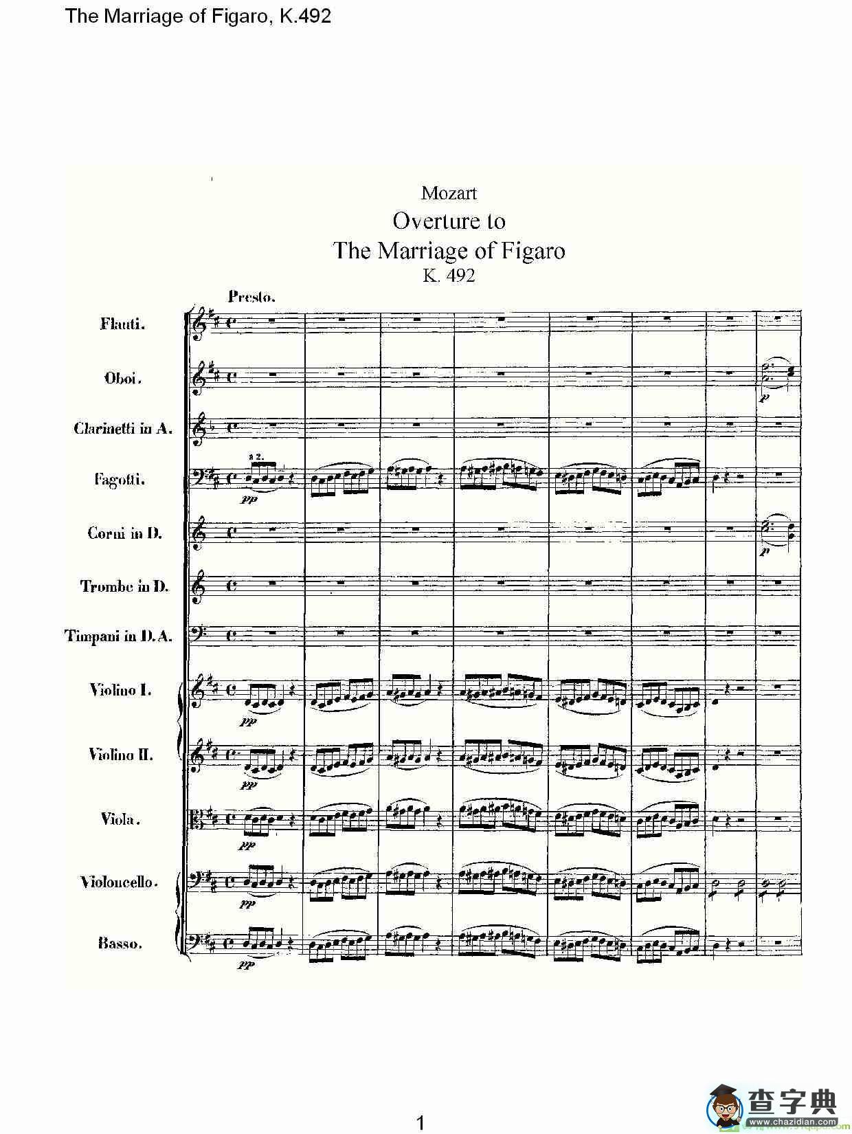 The Marriage of Figaro, K.492简谱