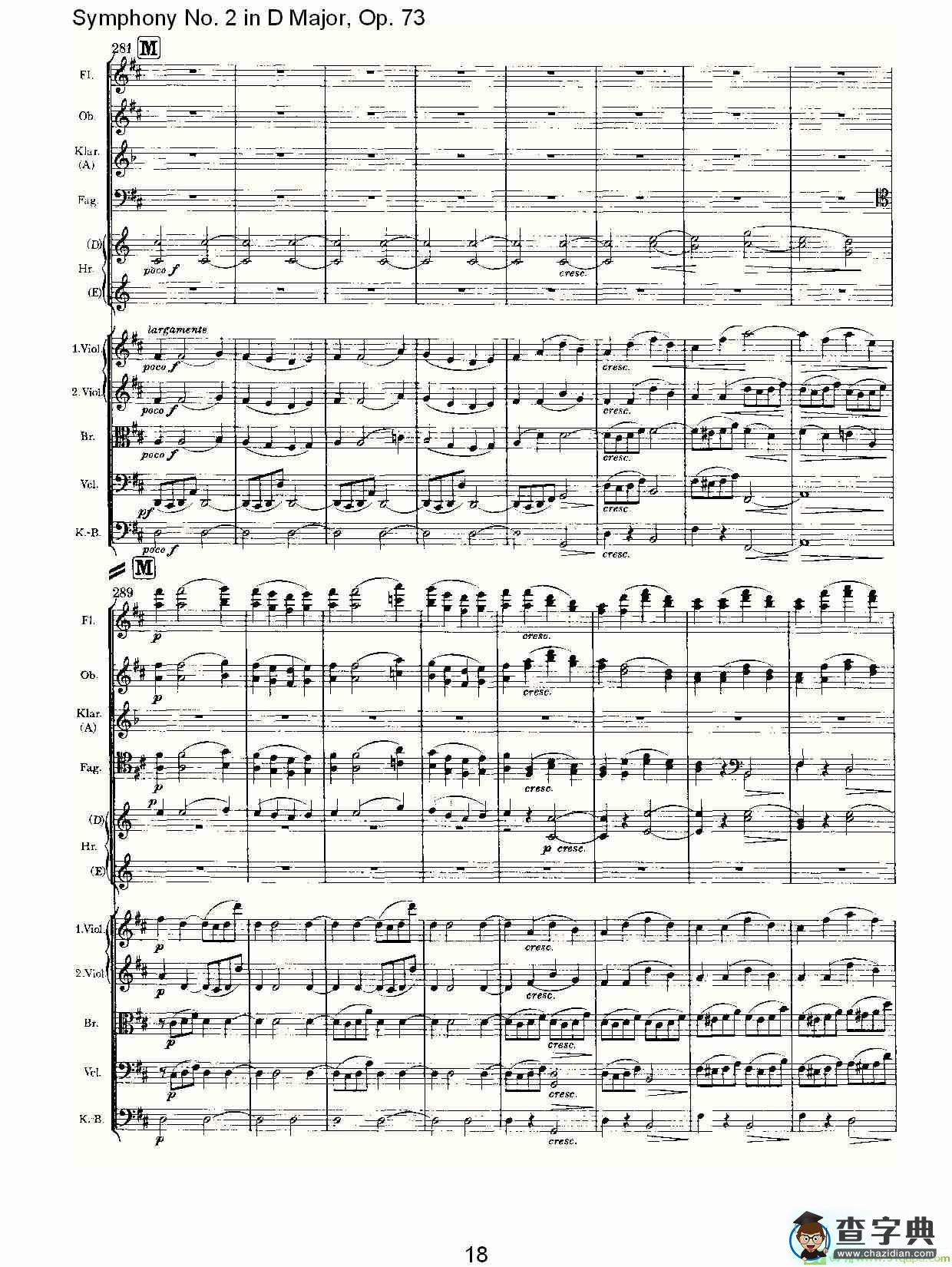 D大调第二交响曲, Op.73第四乐章简谱(约翰内斯·勃拉姆斯演唱)