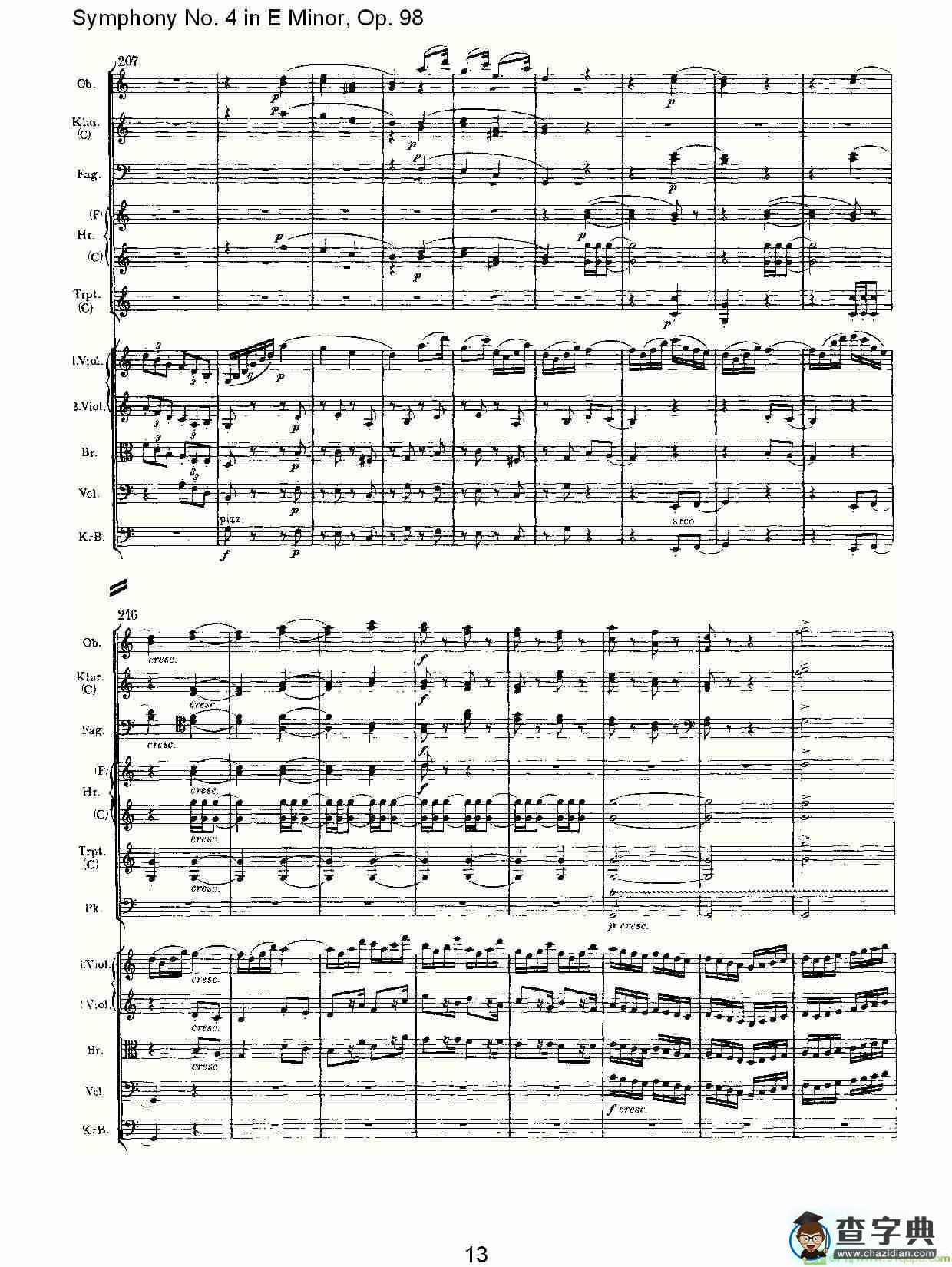 E小调第四交响曲, Op.98 第三乐章简谱(约翰内斯·勃拉姆斯演唱)