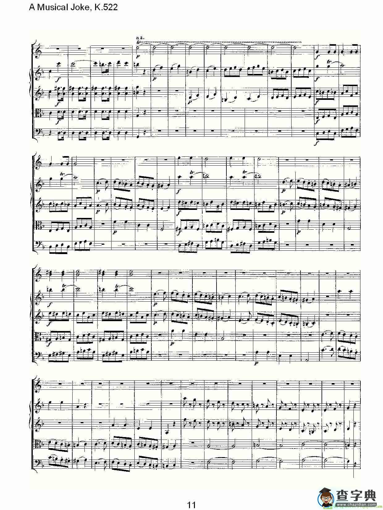 A Musical Joke, K.522简谱