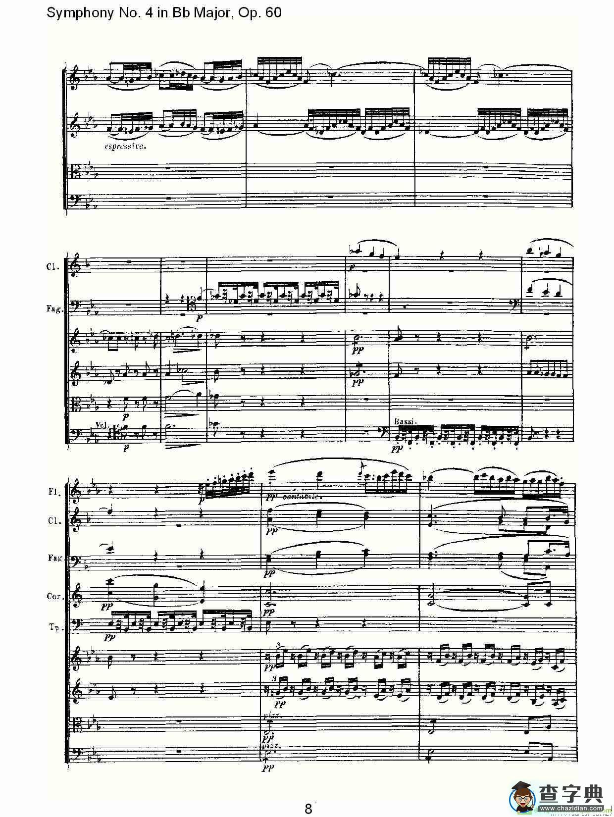 bB大调第四交响曲 Op.60第二乐章简谱(路德维西·冯·贝多芬演唱)