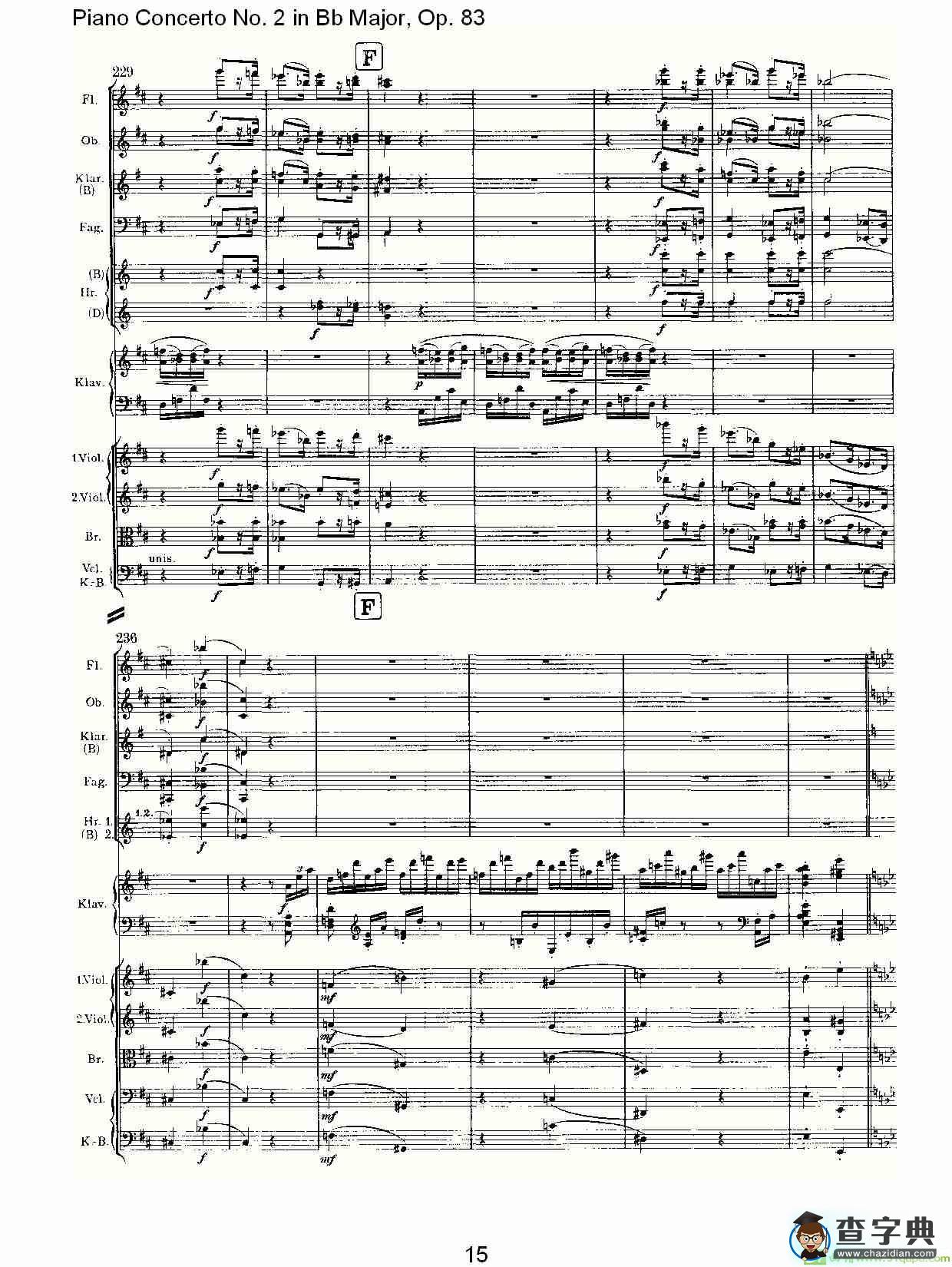 Bb大调钢琴第二协奏曲, Op.83第四乐章简谱(约翰内斯·勃拉姆斯演唱)