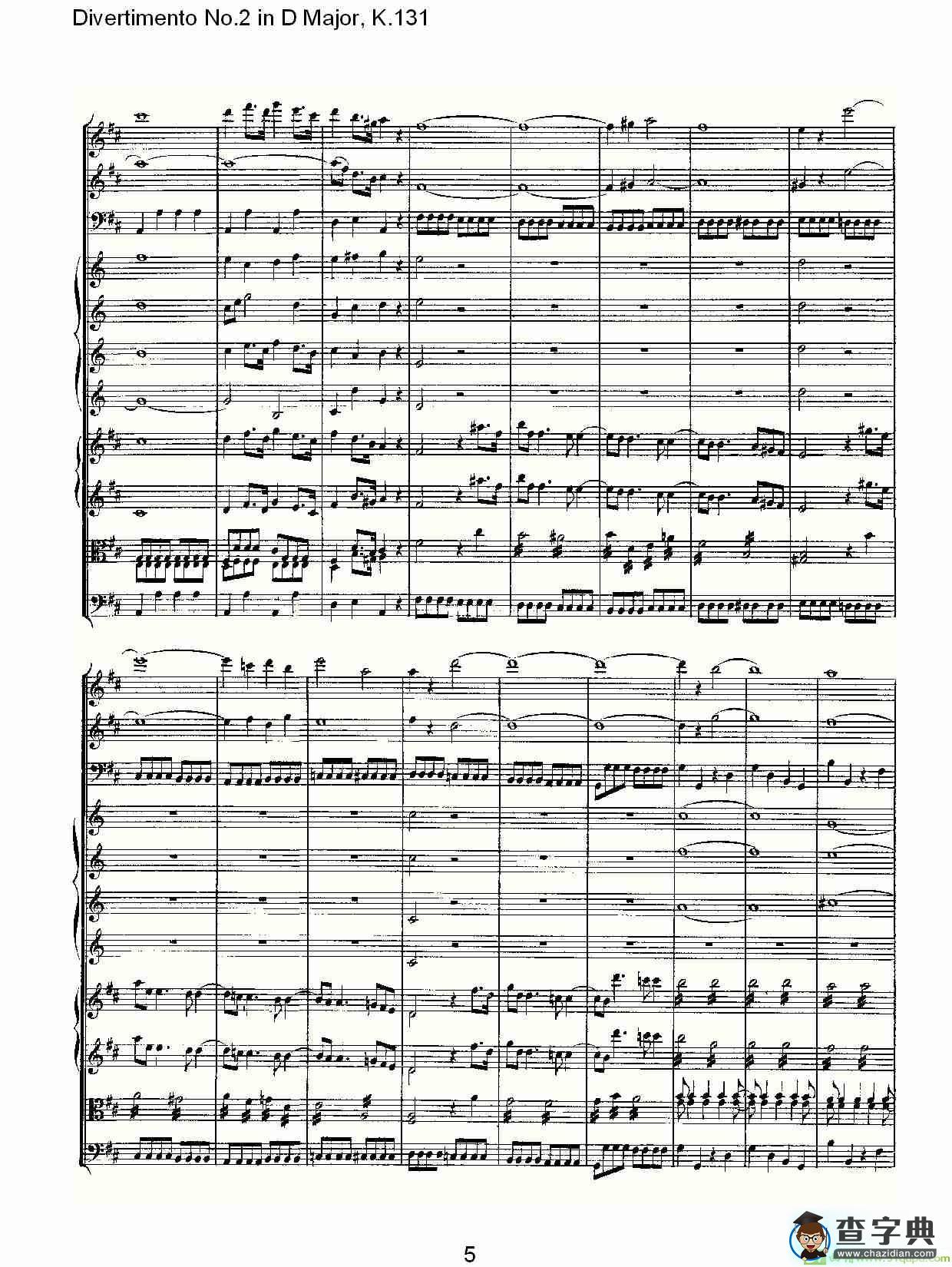 Divertimento No.2 in D Major, K.131简谱(沃尔夫冈·阿马多伊斯·莫扎特演唱)