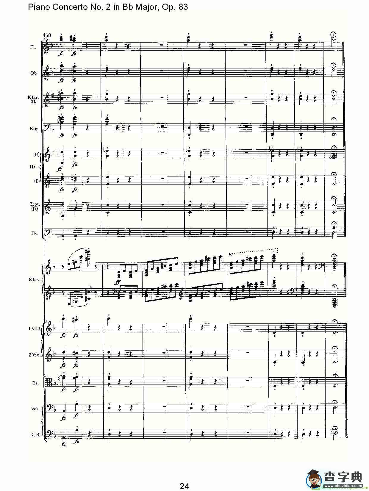 Bb大调钢琴第二协奏曲, Op.83第二乐章简谱(约翰内斯·勃拉姆斯演唱)