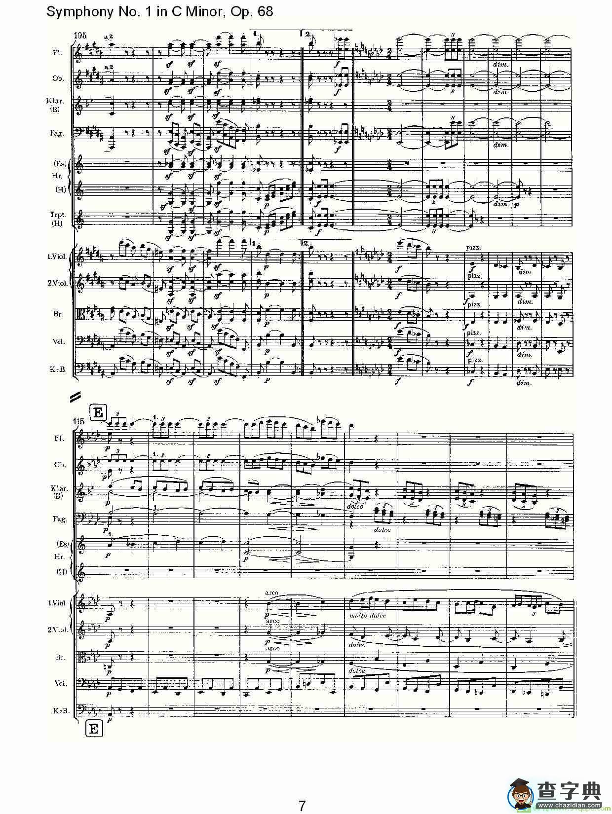 C小调第一交响曲, Op.68 第三乐章简谱(约翰内斯·勃拉姆斯演唱)