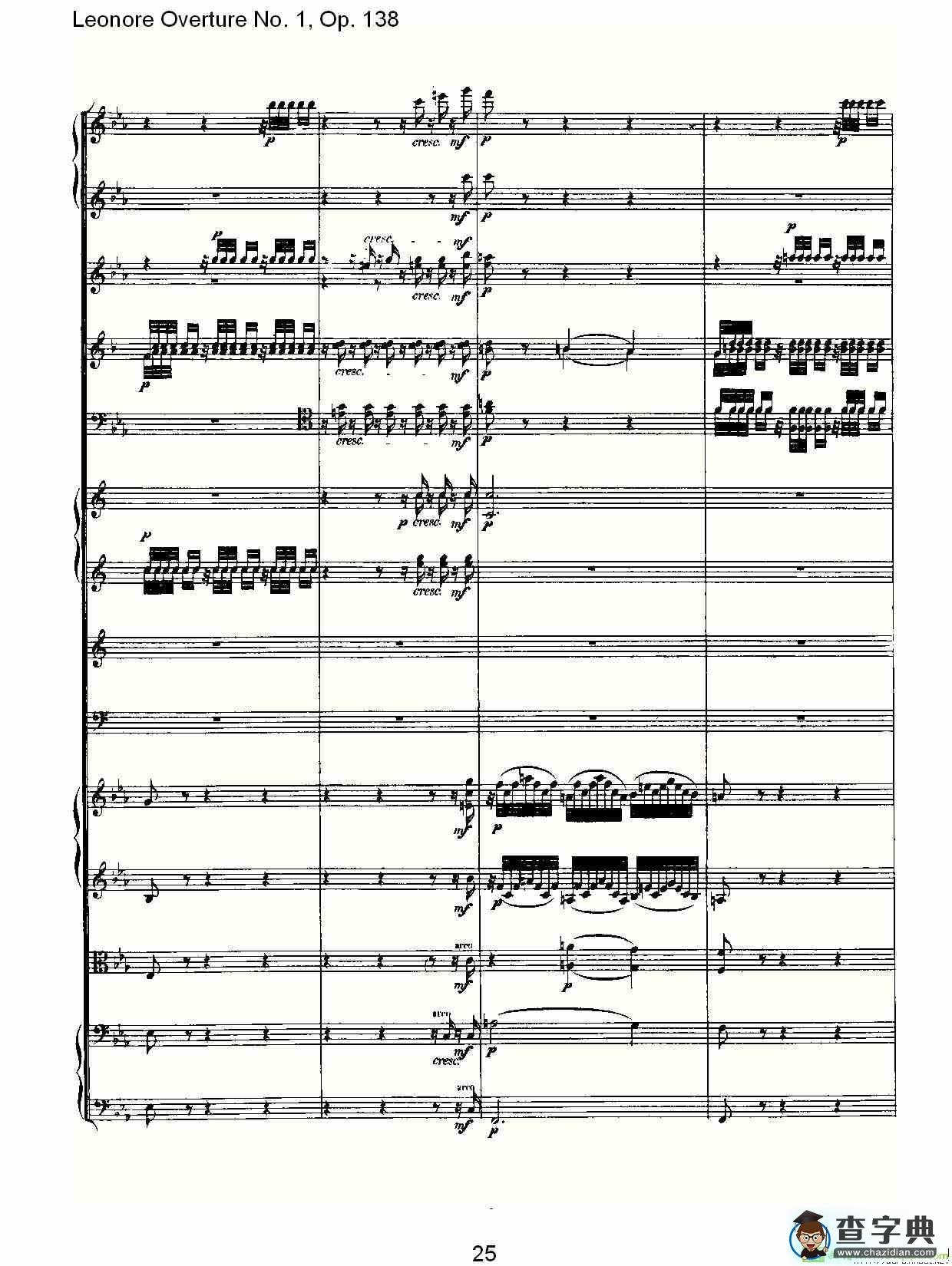 Leonore Overture No. 1, Op. 138简谱(路德维西·冯·贝多芬演唱)