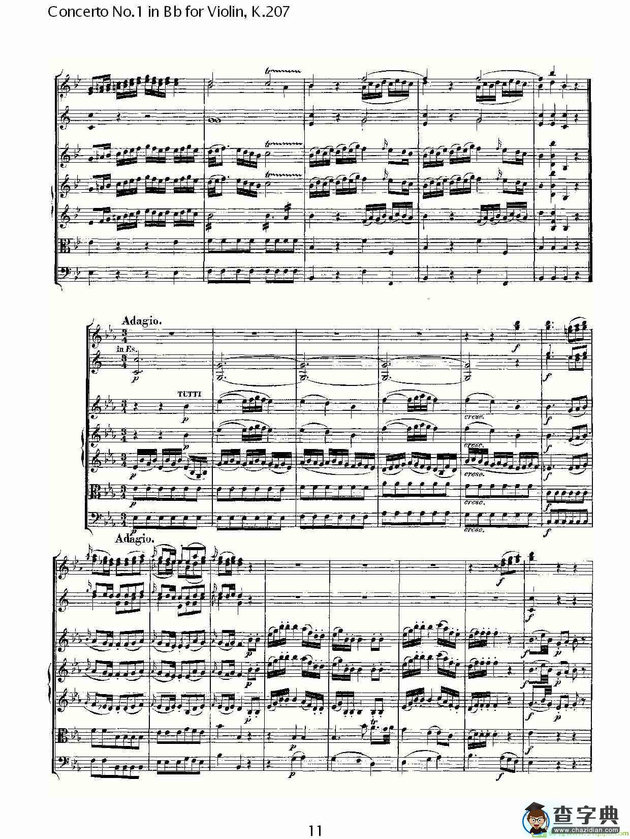Concerto No.1 in Bb for Violin, K.207简谱(沃尔夫冈·阿马多伊斯·莫扎特演唱)