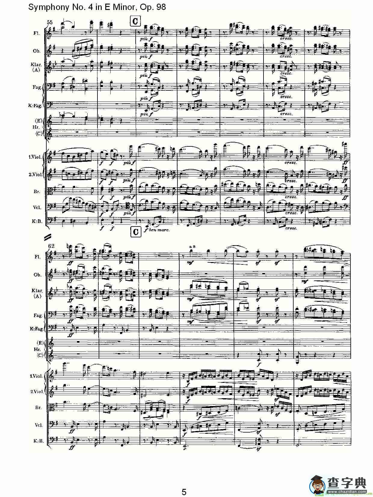 E小调第四交响曲, Op.98 第四乐章简谱(约翰内斯·勃拉姆斯演唱)