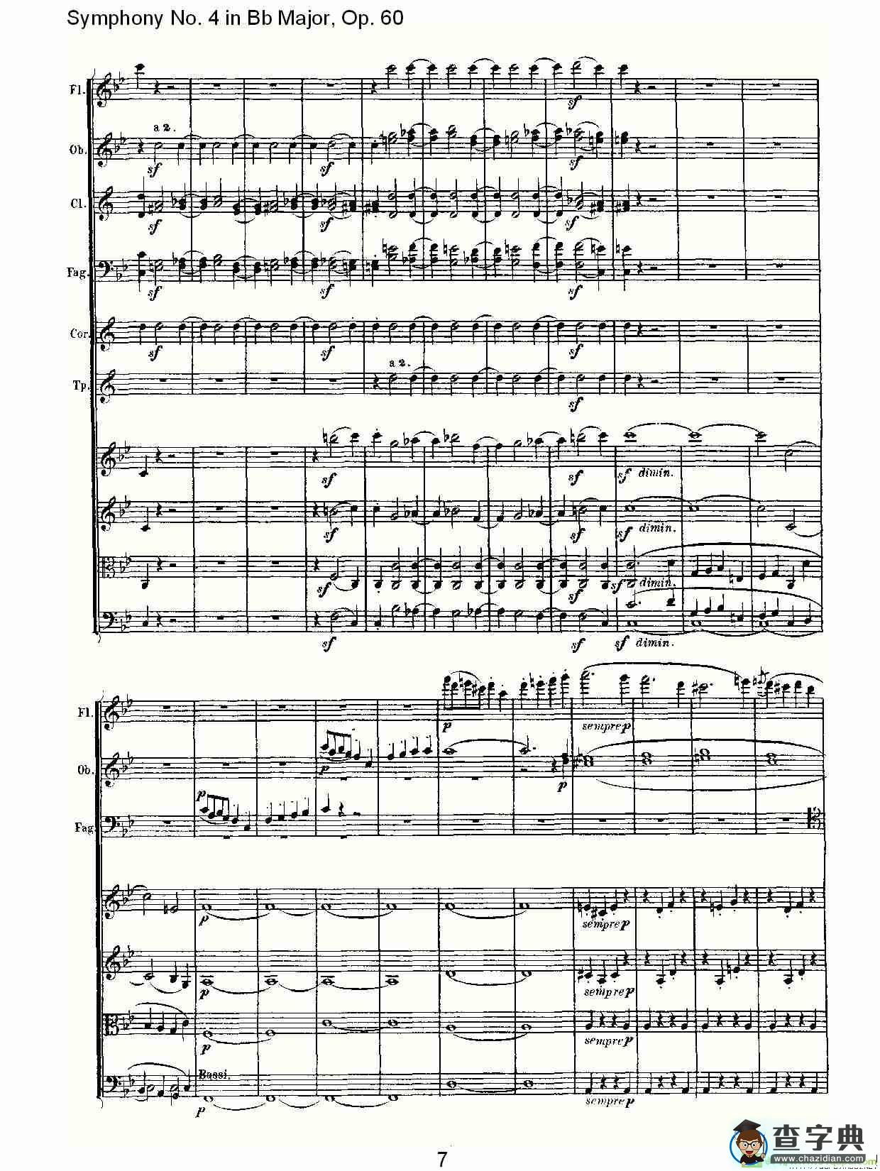 bB大调第四交响曲 Op.60第一乐章简谱(路德维西·冯·贝多芬演唱)