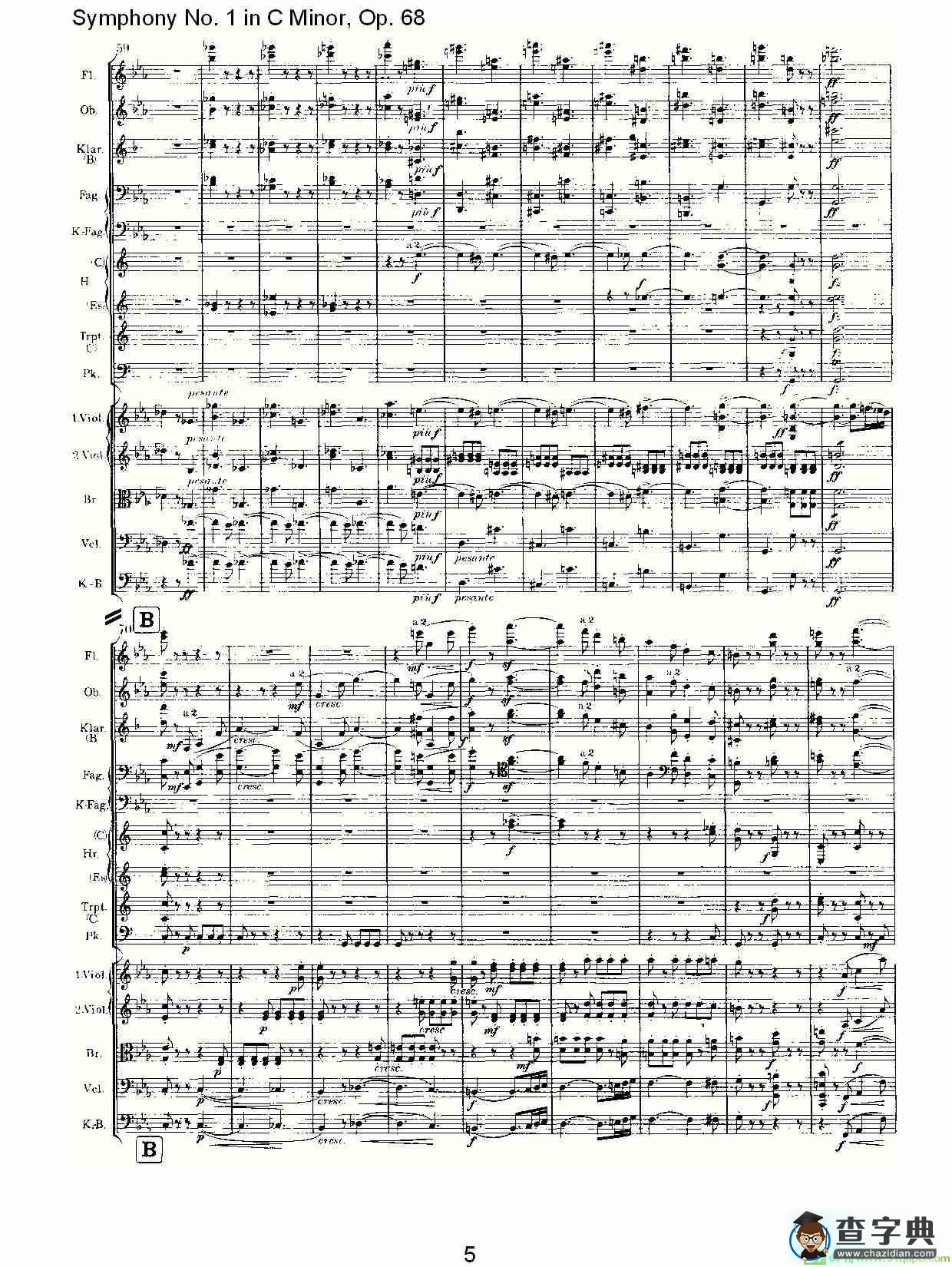 C小调第一交响曲, Op.68 第一乐章简谱(约翰内斯·勃拉姆斯演唱)