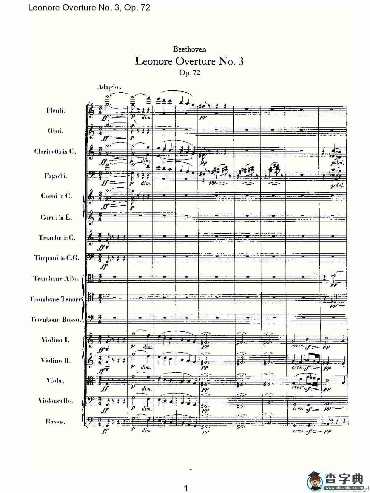 Leonore Overture No. 3, Op. 72简谱(路德维西·冯·贝多芬演唱)