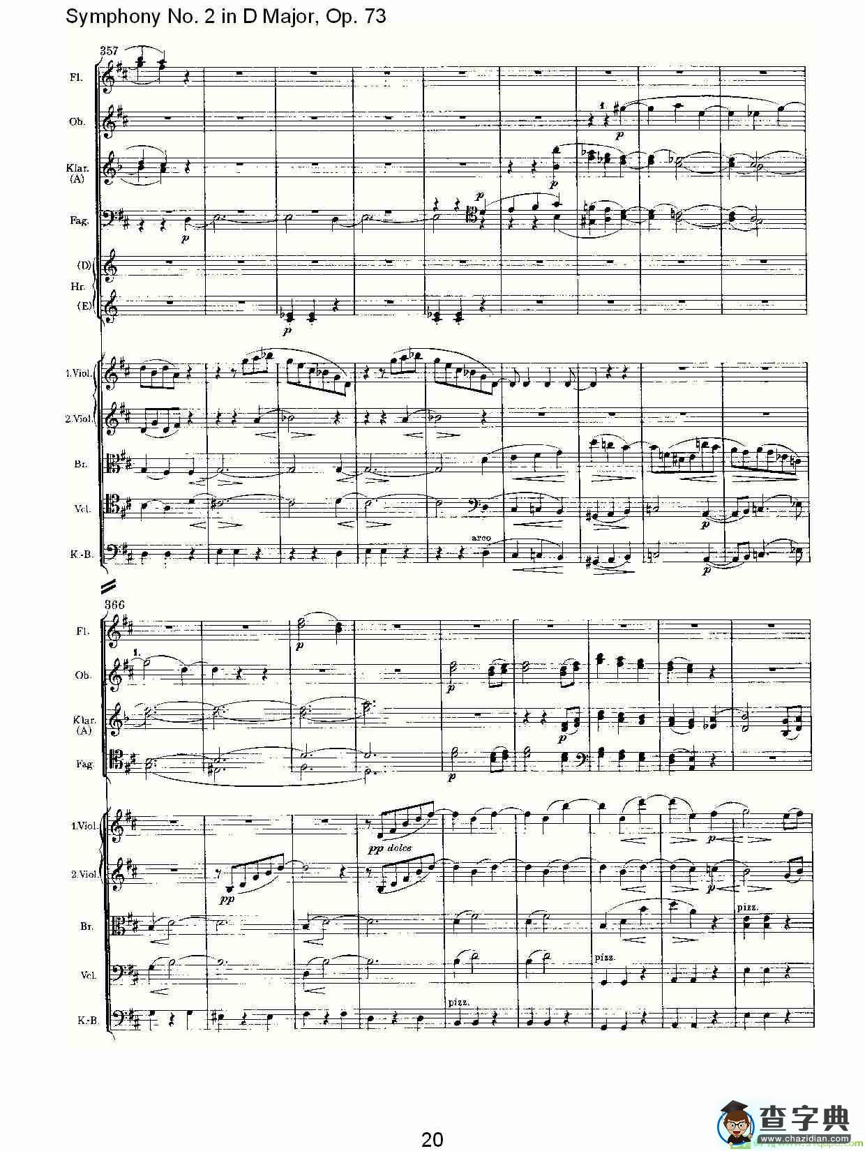 D大调第二交响曲, Op.73第一乐章简谱(约翰内斯·勃拉姆斯演唱)