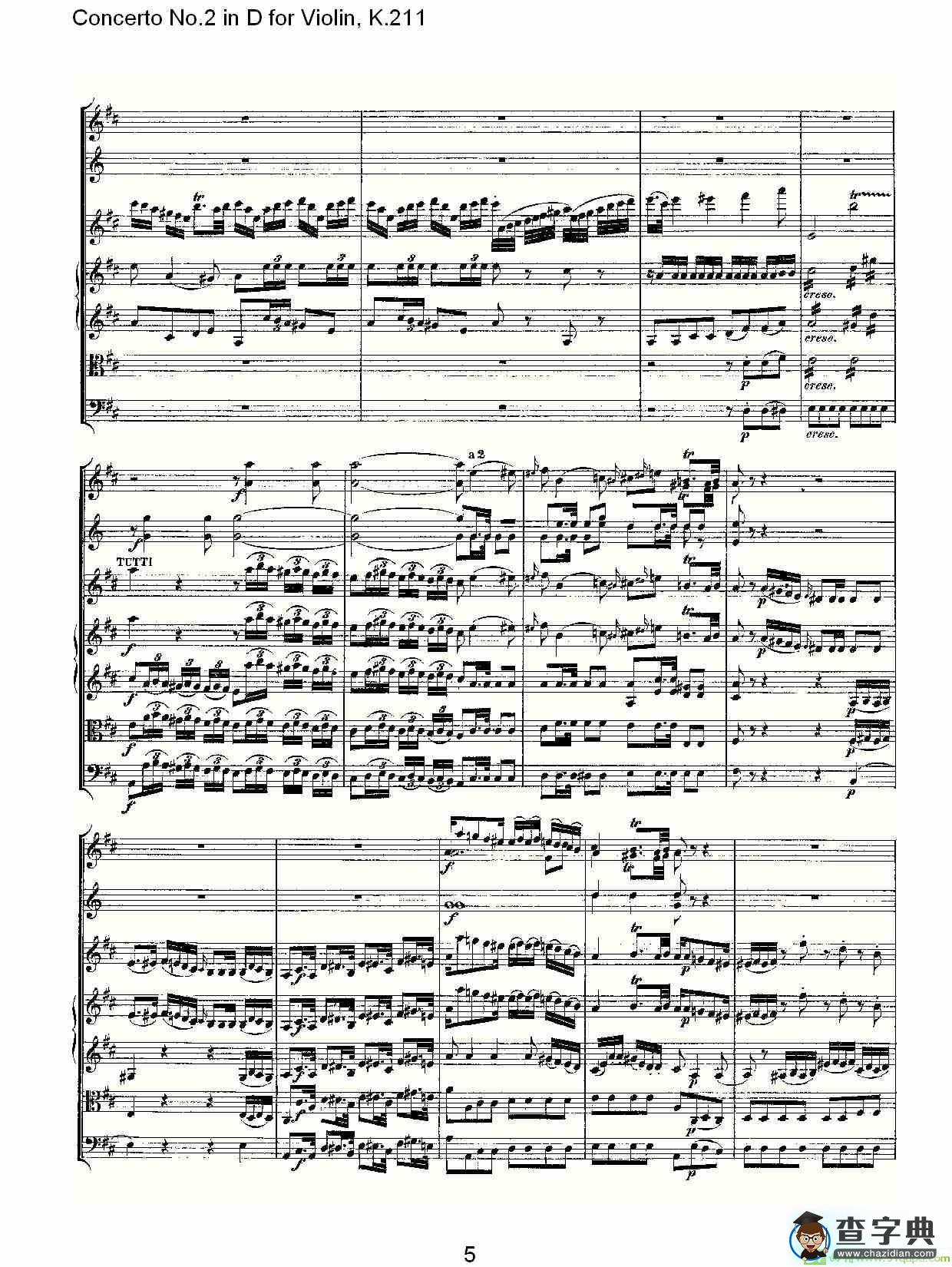 Concerto No.2 in D for Violin, K.211简谱(沃尔夫冈·阿马多伊斯·莫扎特演唱)