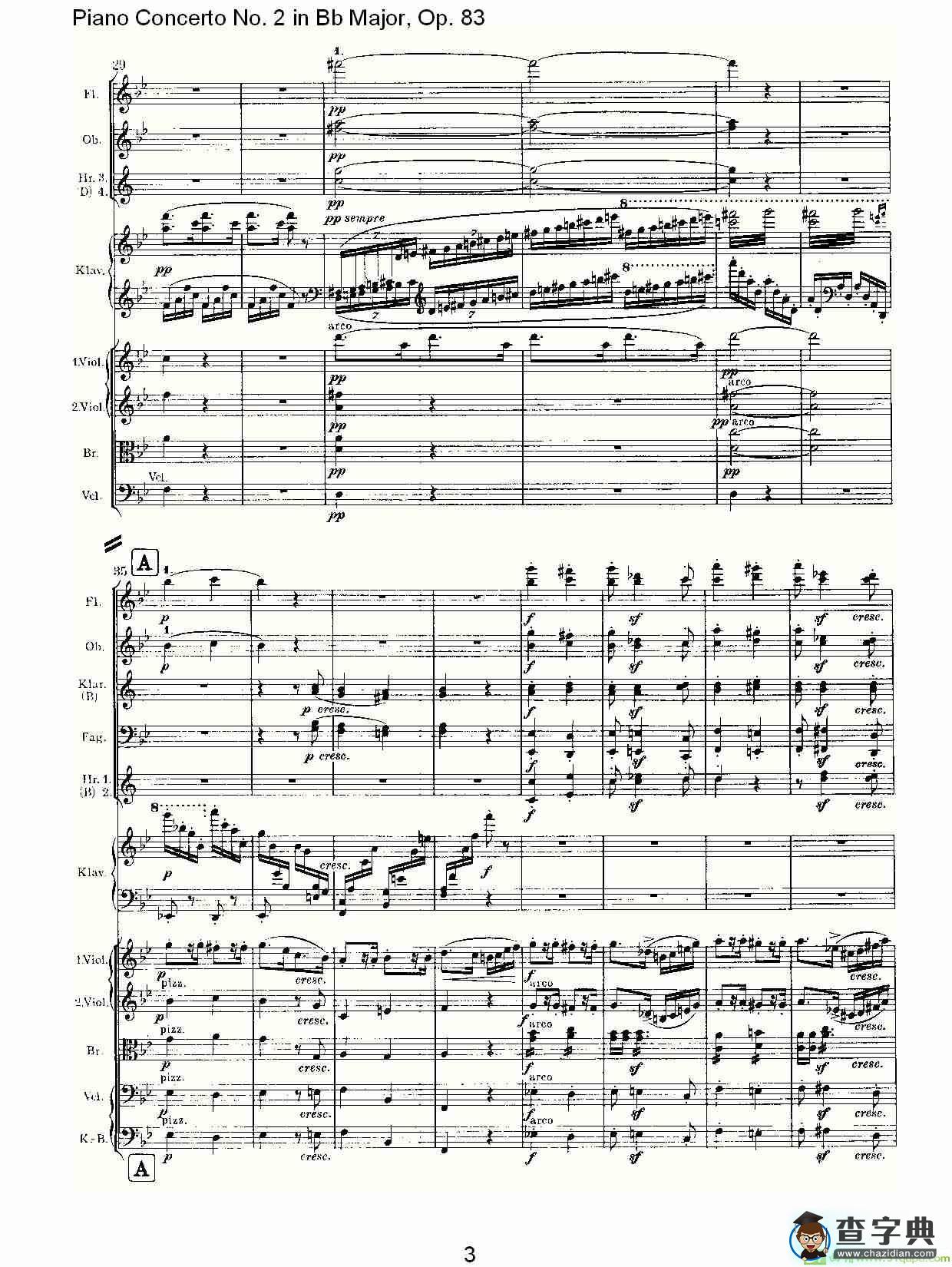 Bb大调钢琴第二协奏曲, Op.83第四乐章简谱(约翰内斯·勃拉姆斯演唱)