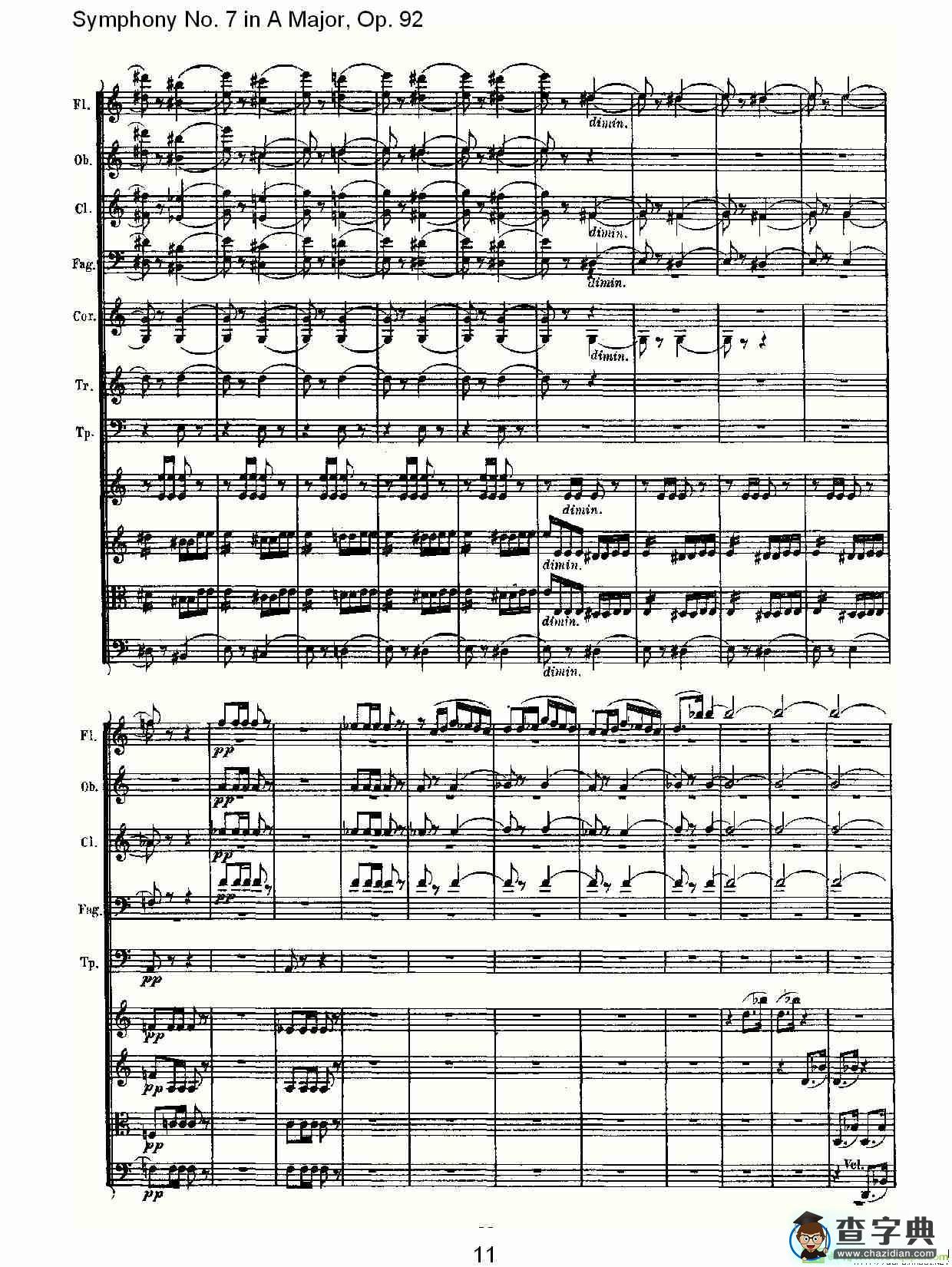 A大调第七交响曲 Op.92第四乐章简谱(路德维西·冯·贝多芬演唱)