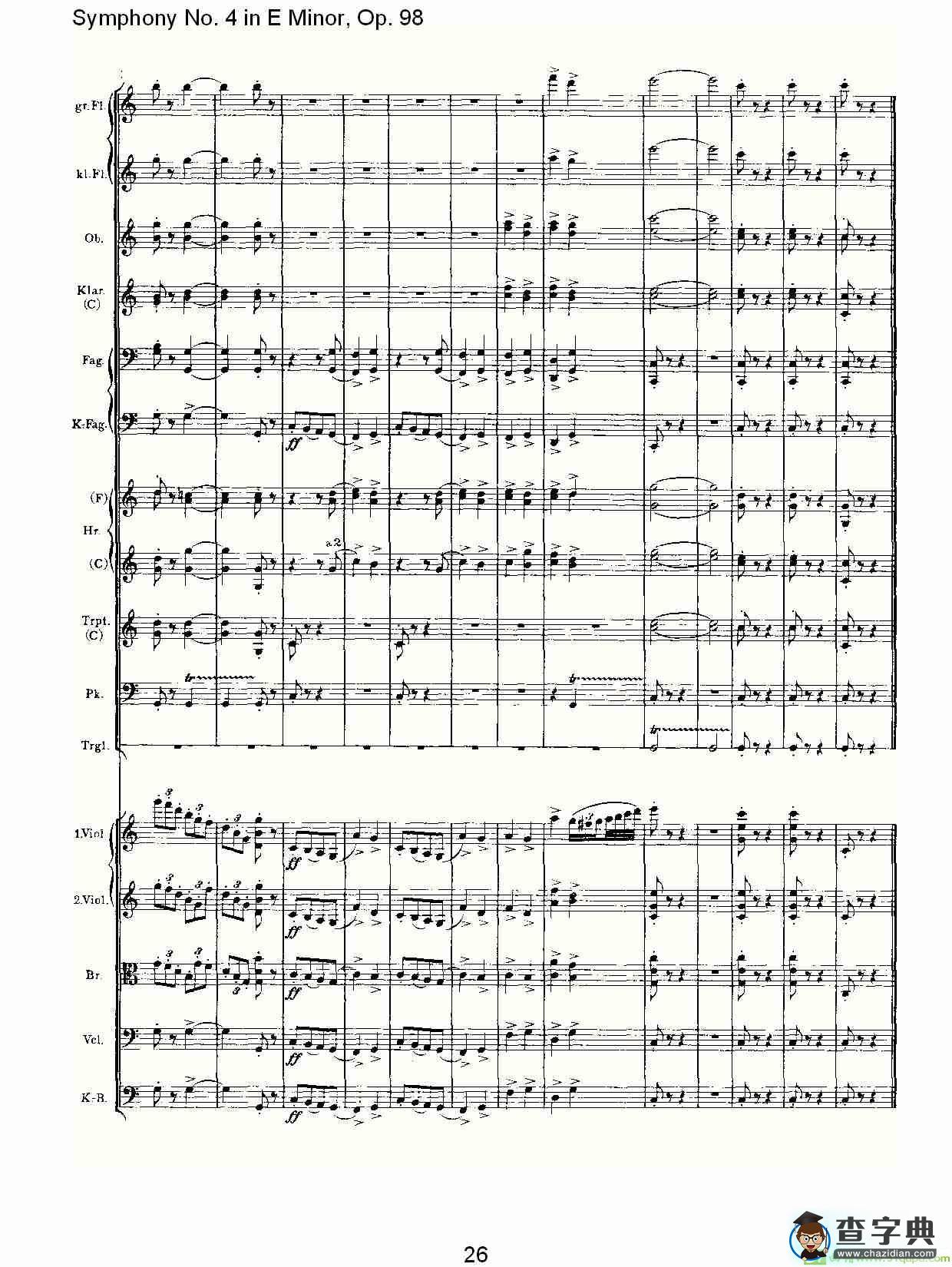 E小调第四交响曲, Op.98 第三乐章简谱(约翰内斯·勃拉姆斯演唱)