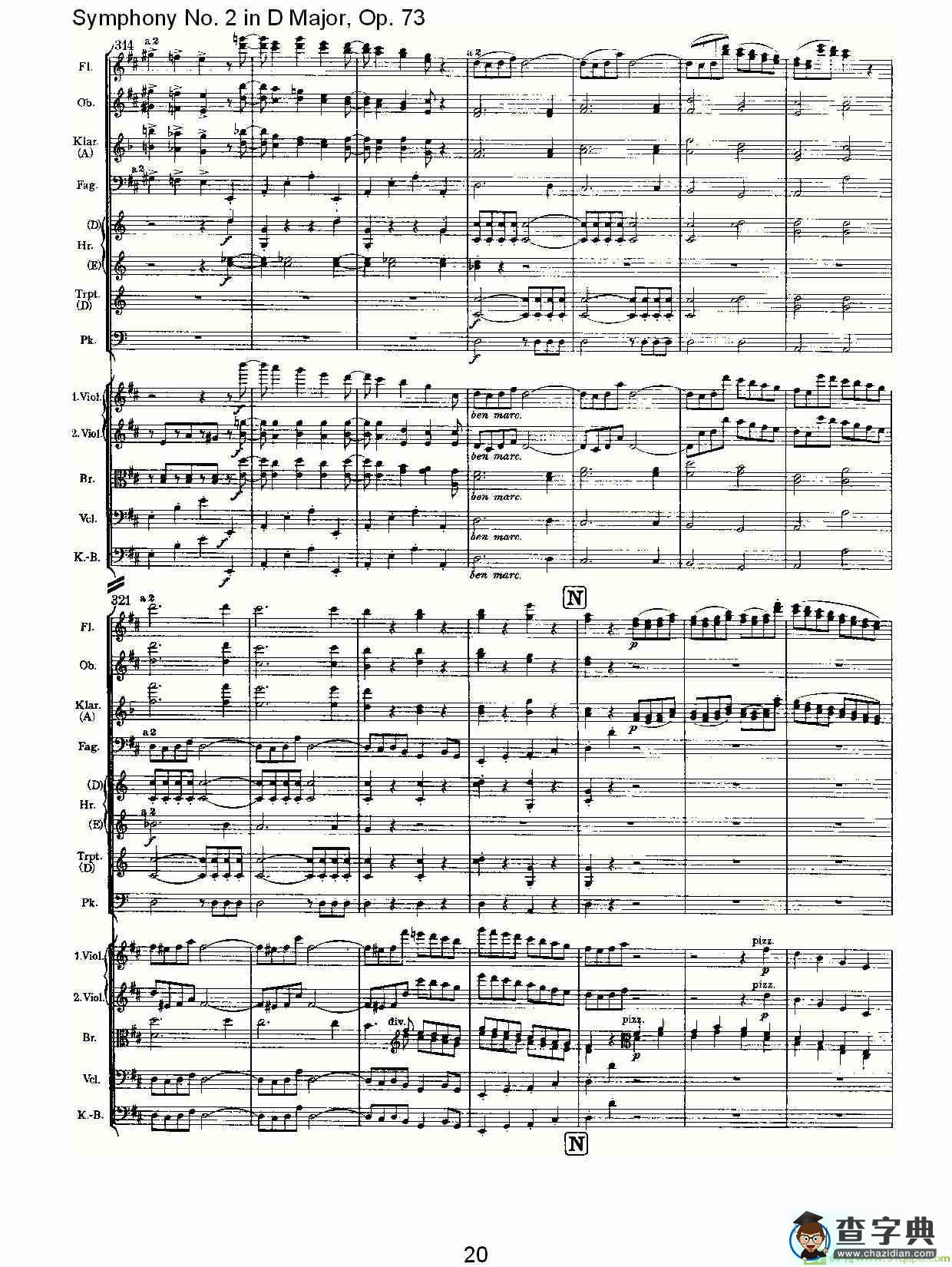D大调第二交响曲, Op.73第四乐章简谱(约翰内斯·勃拉姆斯演唱)
