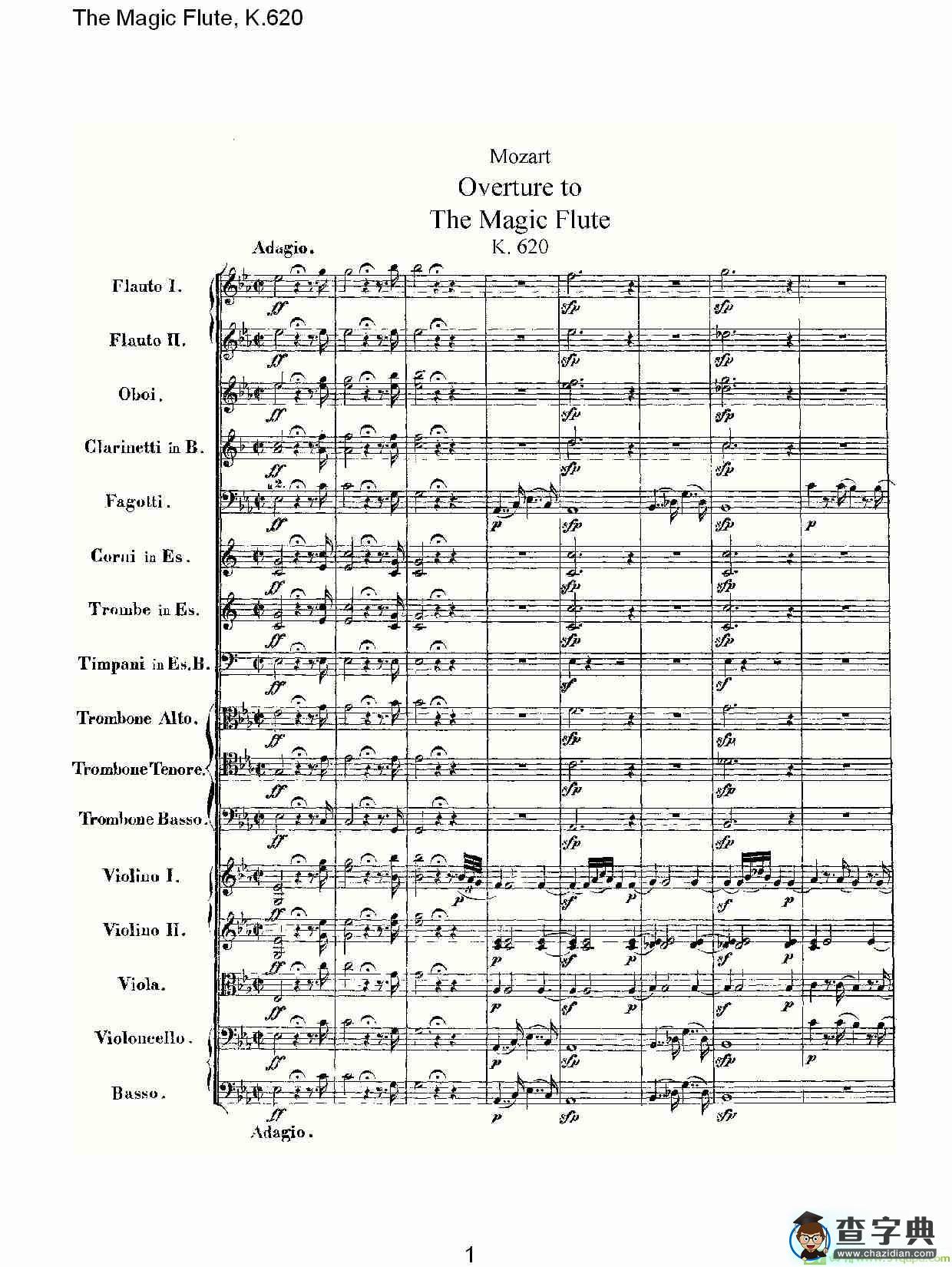 The Magic Flute, K.620简谱