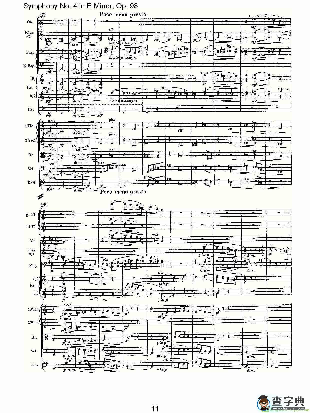 E小调第四交响曲, Op.98 第三乐章简谱(约翰内斯·勃拉姆斯演唱)