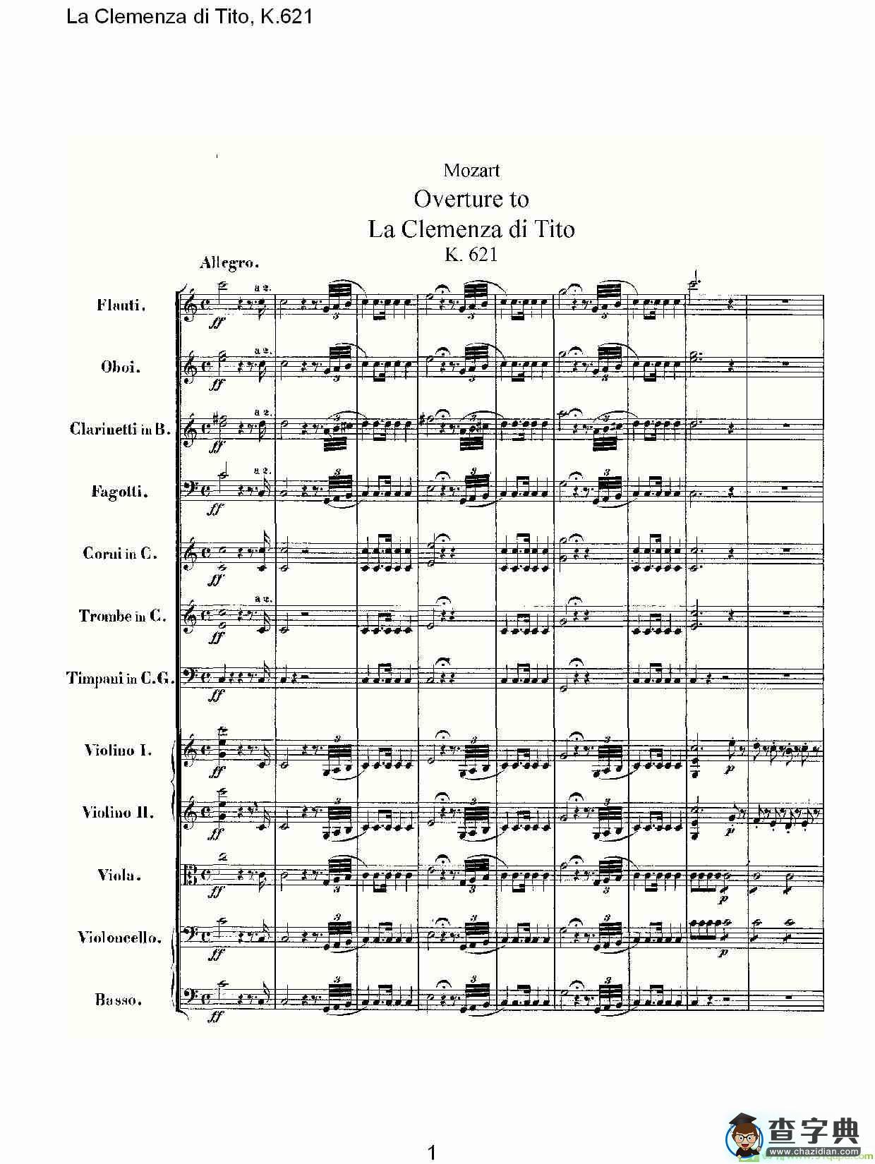 La Clemenza di Tito,K.621简谱