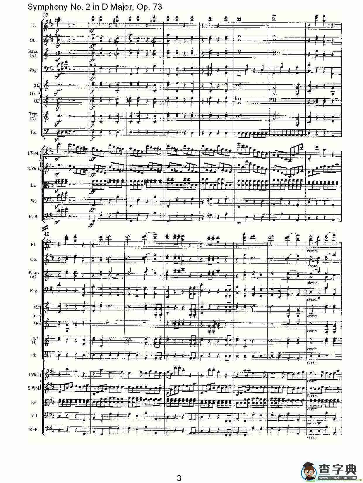 D大调第二交响曲, Op.73第四乐章简谱(约翰内斯·勃拉姆斯演唱)