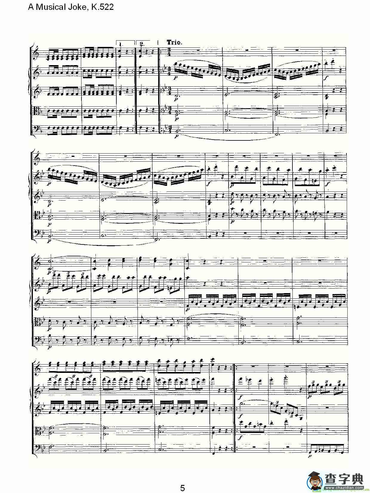 A Musical Joke, K.522简谱