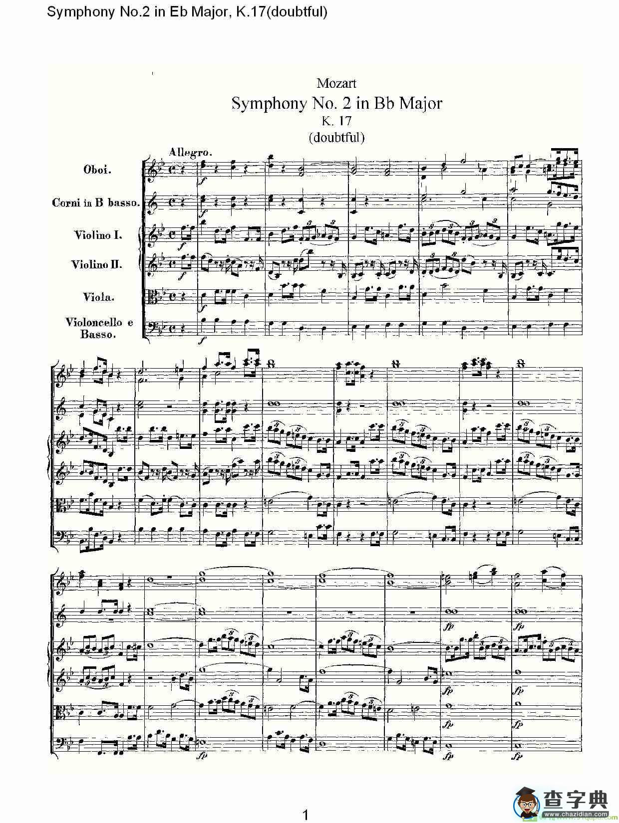 Symphony No.2 in Bb Major简谱
