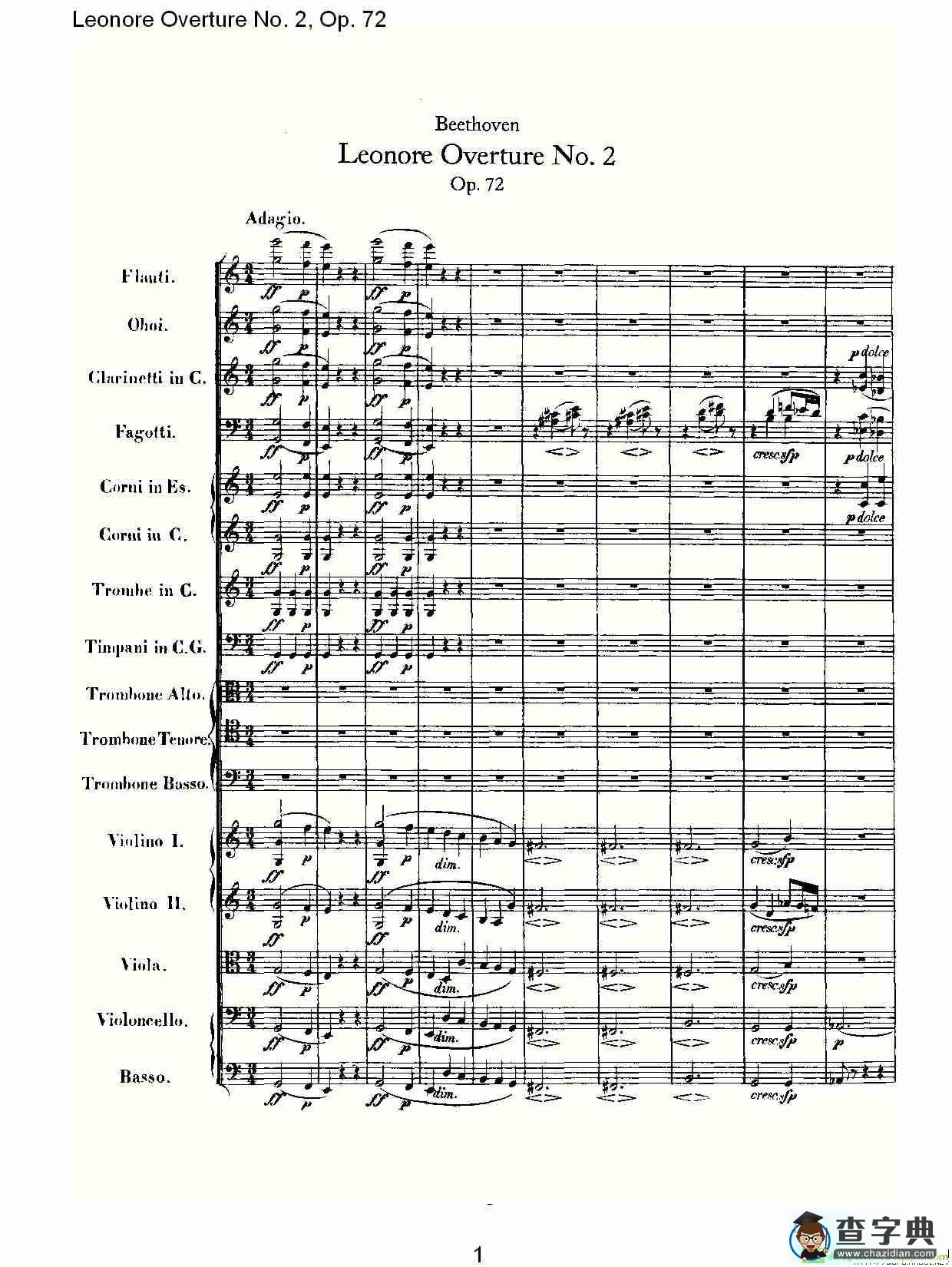 Leonore Overture No. 2，Op. 72简谱