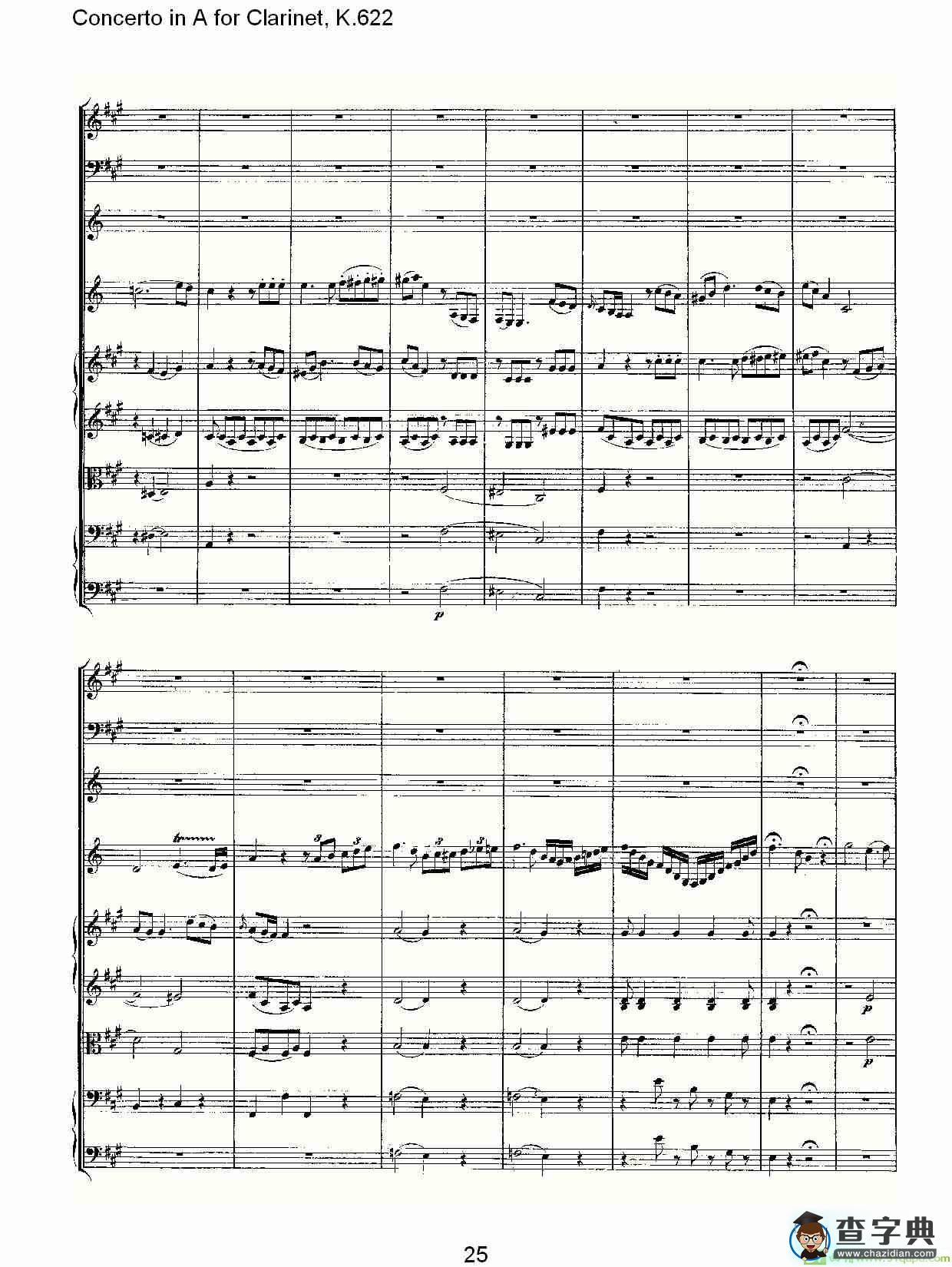 Concerto in A for Clarinet, K.622简谱
