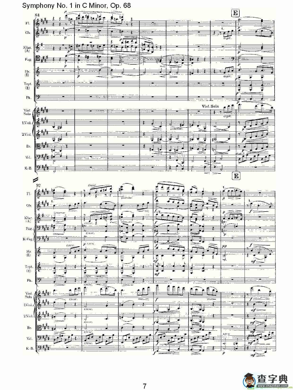 C小调第一交响曲, Op.68 第二乐章简谱(约翰内斯·勃拉姆斯演唱)