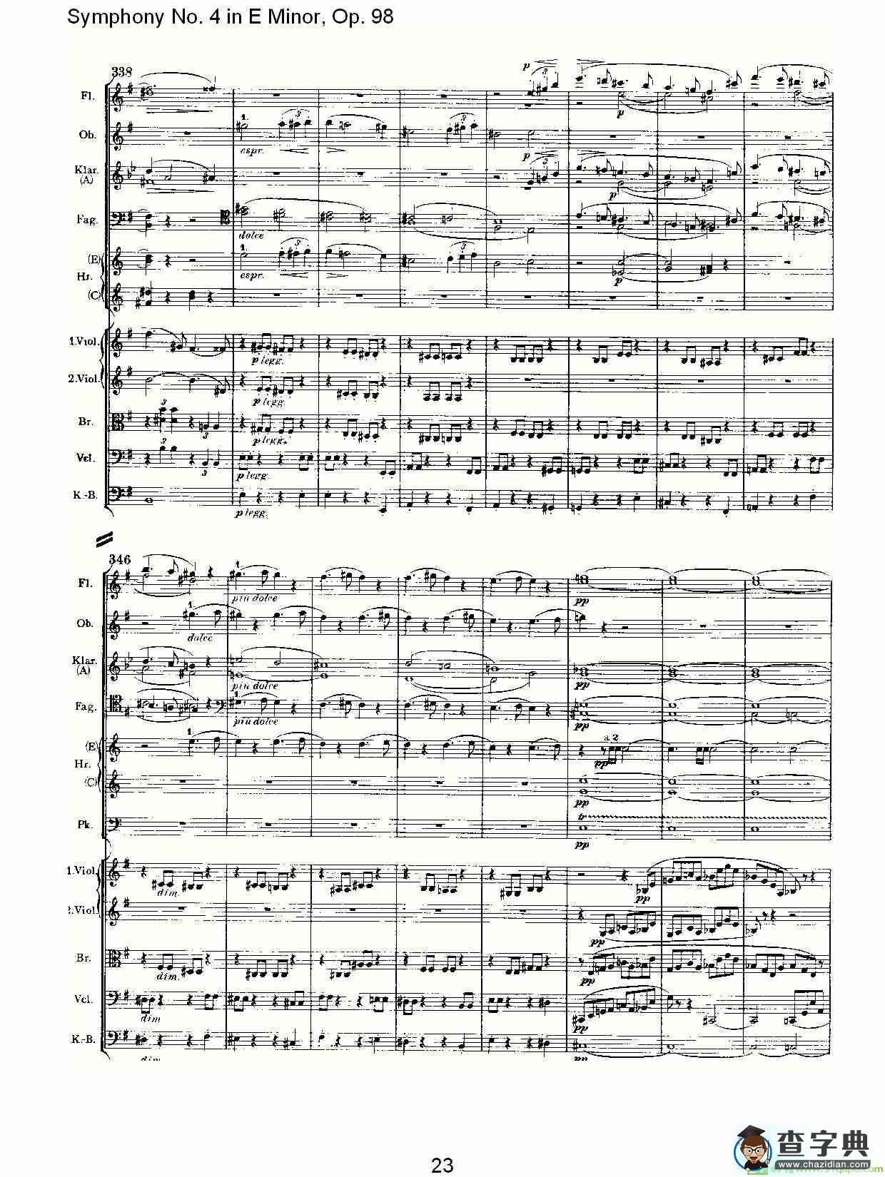 E小调第四交响曲, Op.98 第一乐章简谱(约翰内斯·勃拉姆斯演唱)