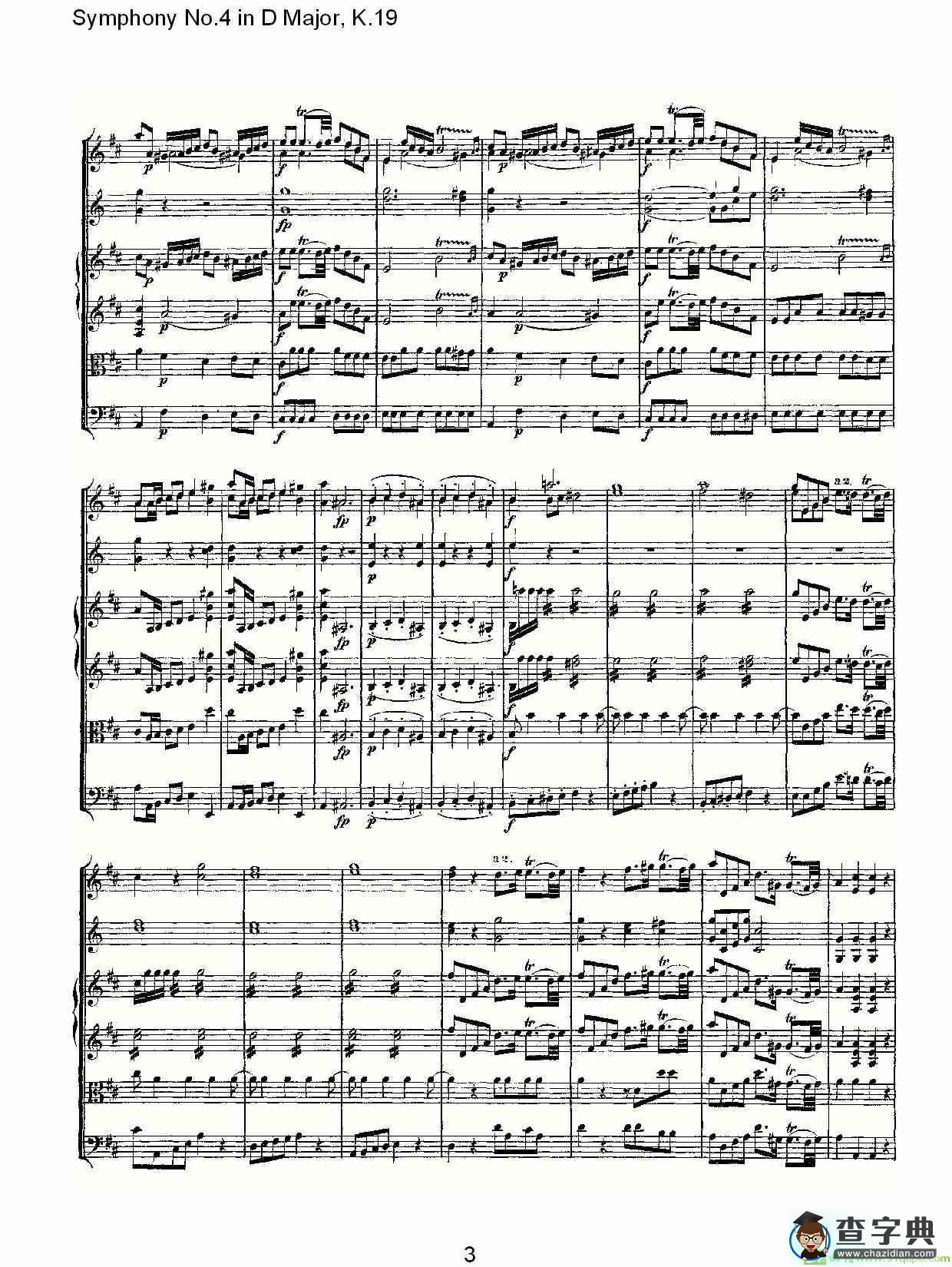 Symphony No.4 in D Major, K.19简谱