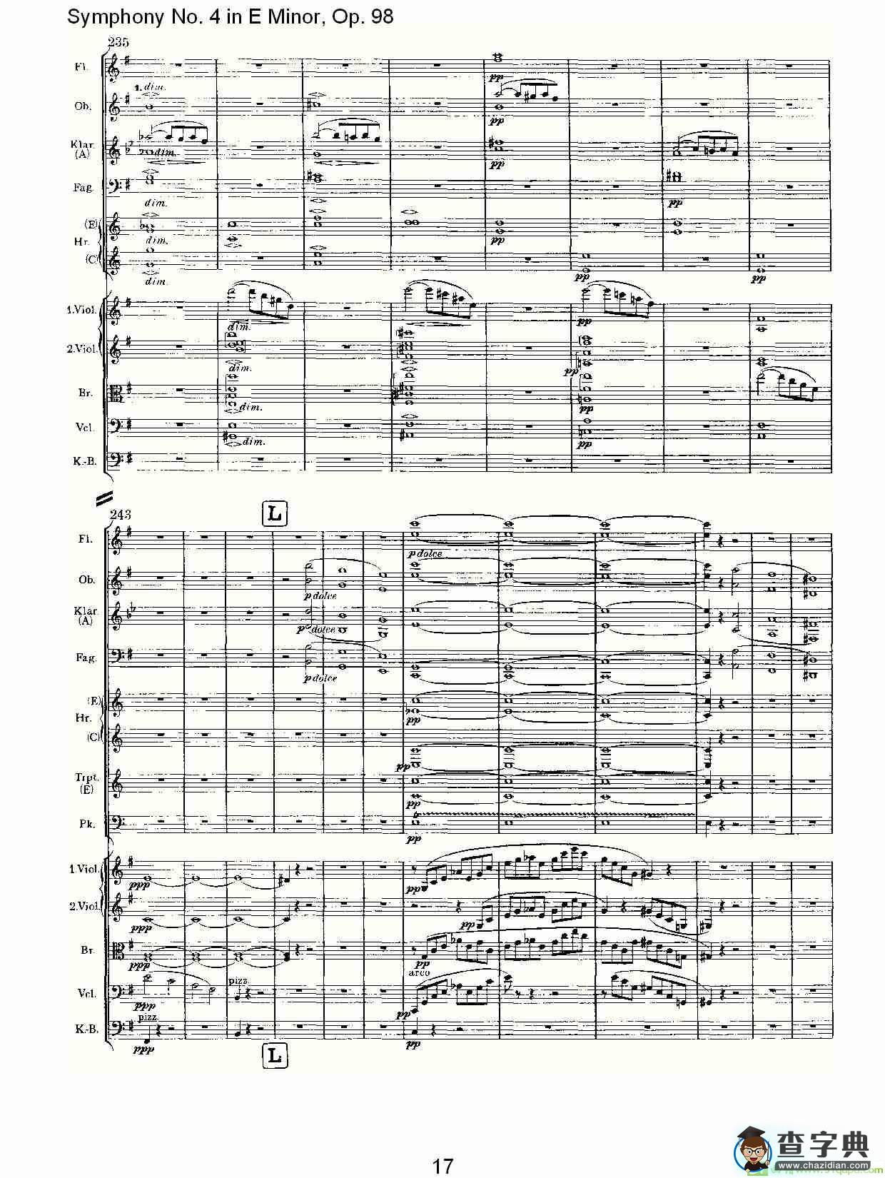 E小调第四交响曲, Op.98 第一乐章简谱(约翰内斯·勃拉姆斯演唱)