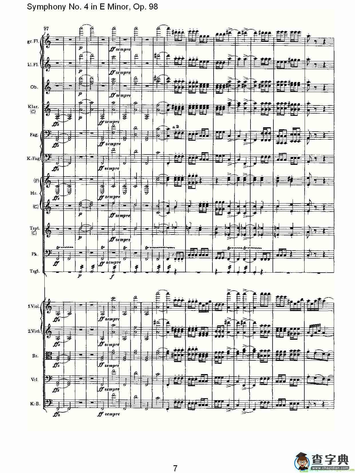 E小调第四交响曲, Op.98 第三乐章简谱(约翰内斯·勃拉姆斯演唱)