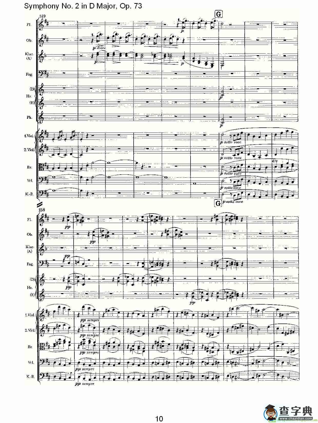 D大调第二交响曲, Op.73第四乐章简谱(约翰内斯·勃拉姆斯演唱)