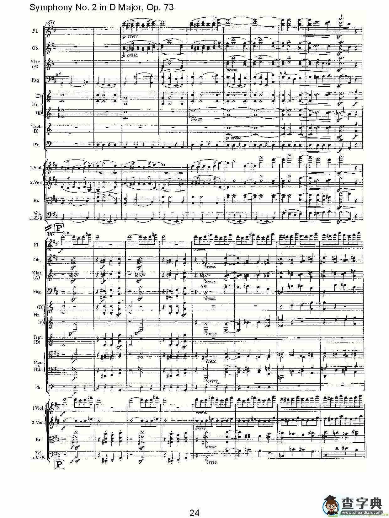 D大调第二交响曲, Op.73第四乐章简谱(约翰内斯·勃拉姆斯演唱)