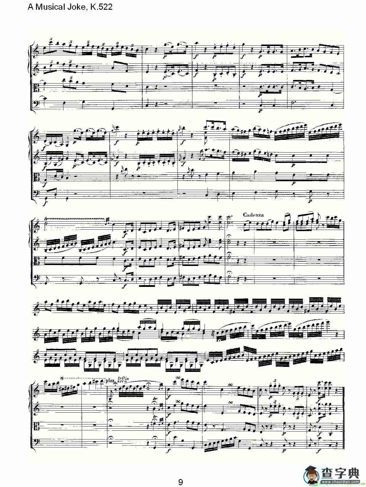 A Musical Joke, K.522简谱